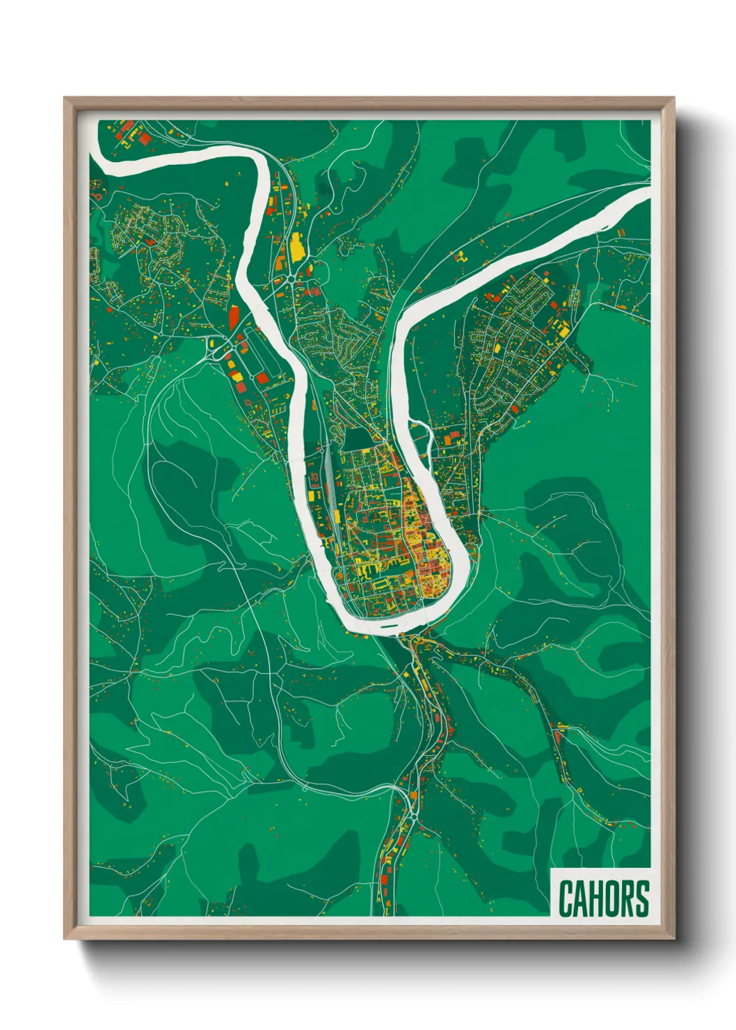 Une affiche de carte sur Cahors