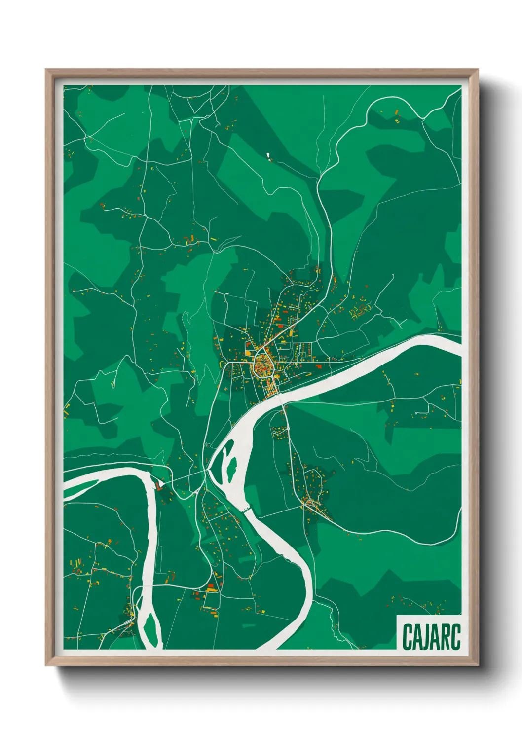 Une affiche de carte sur Cajarc