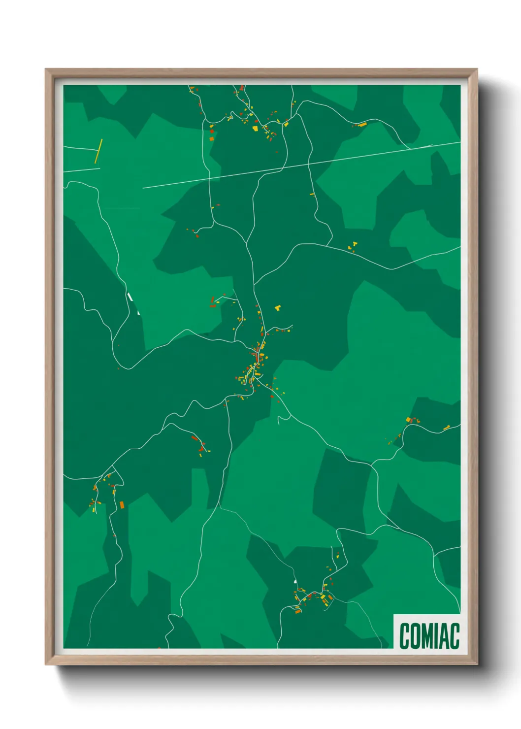 Une affiche de carte sur Comiac