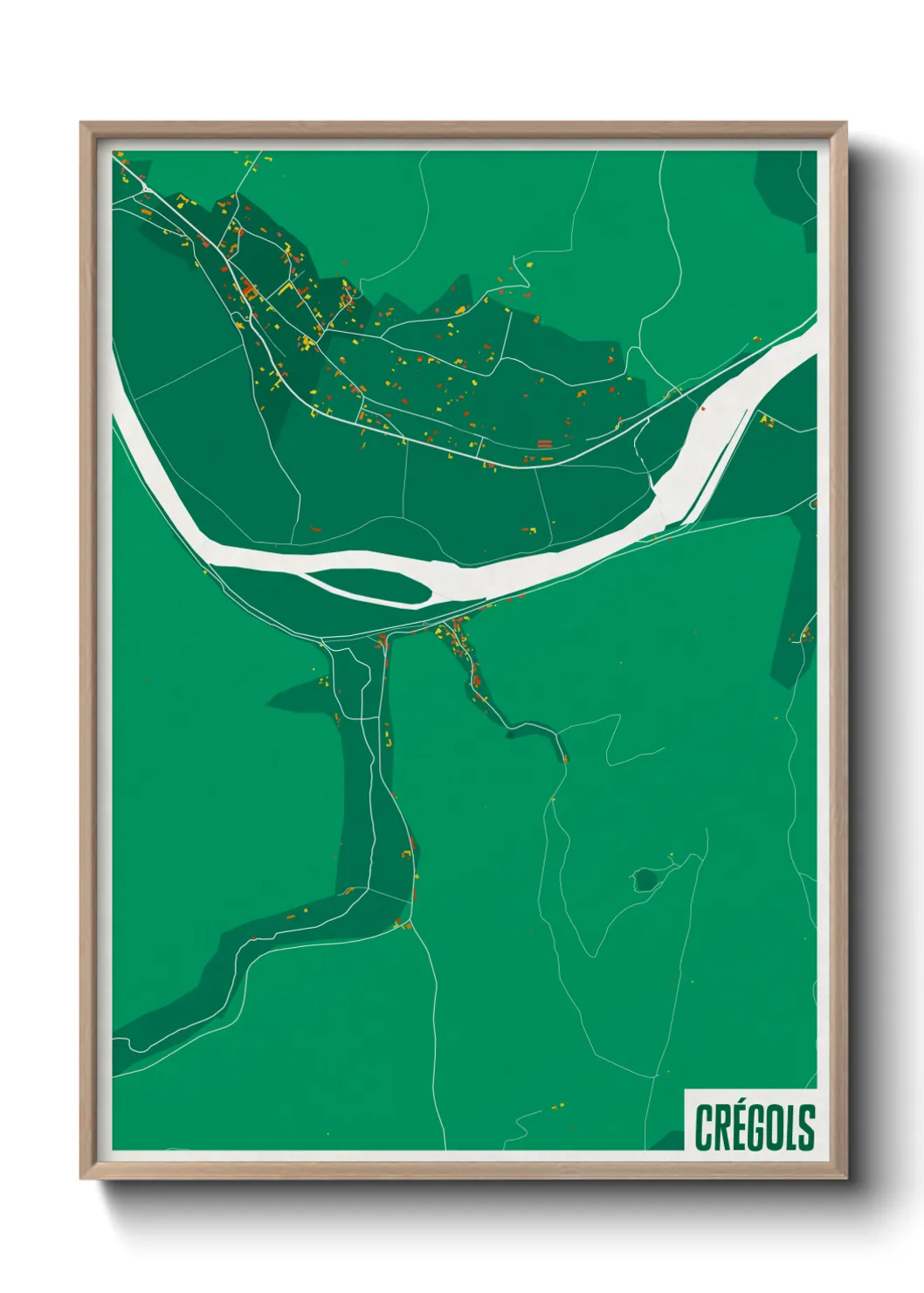 Une affiche de carte sur Crégols