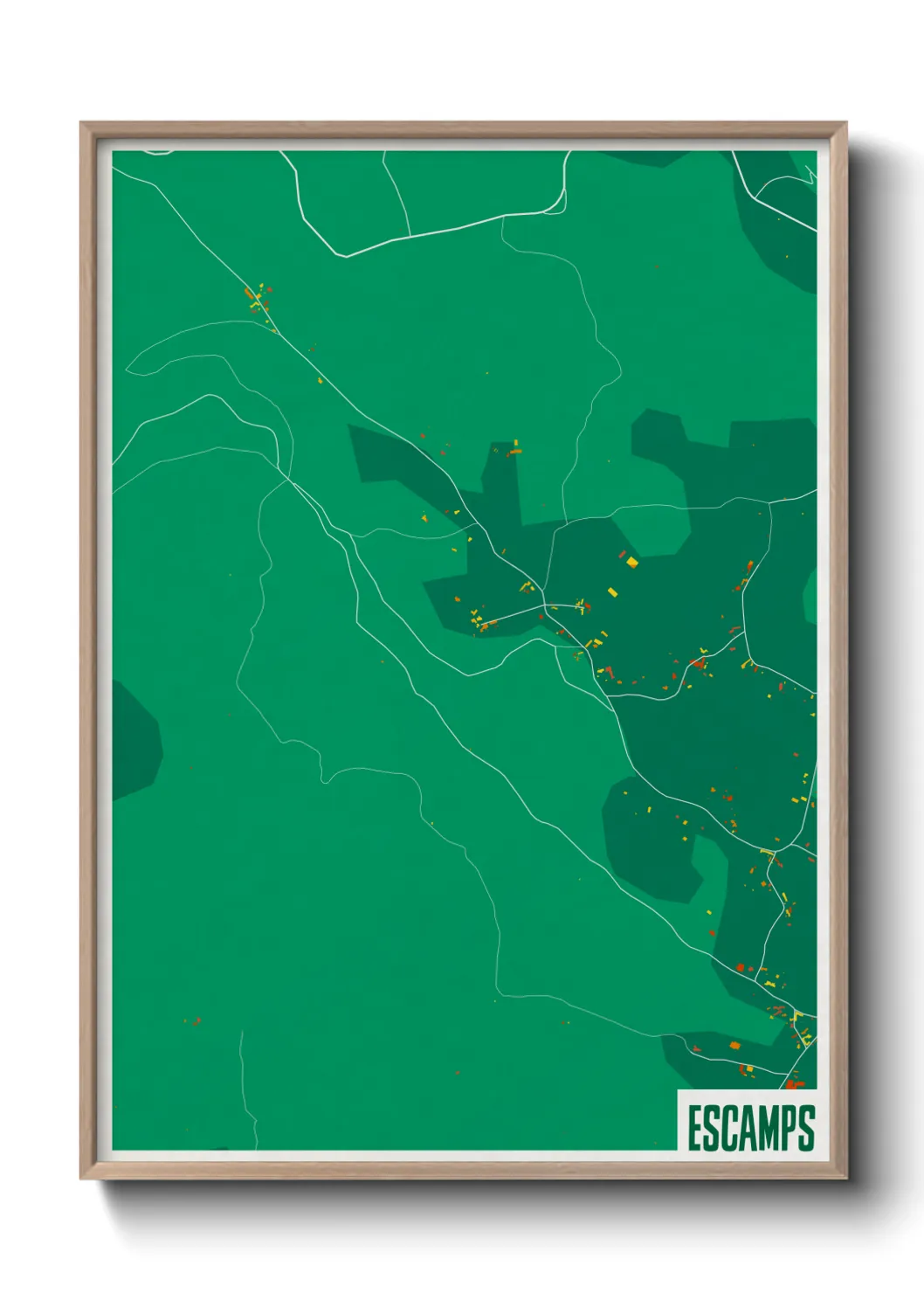 Une affiche de carte sur Escamps