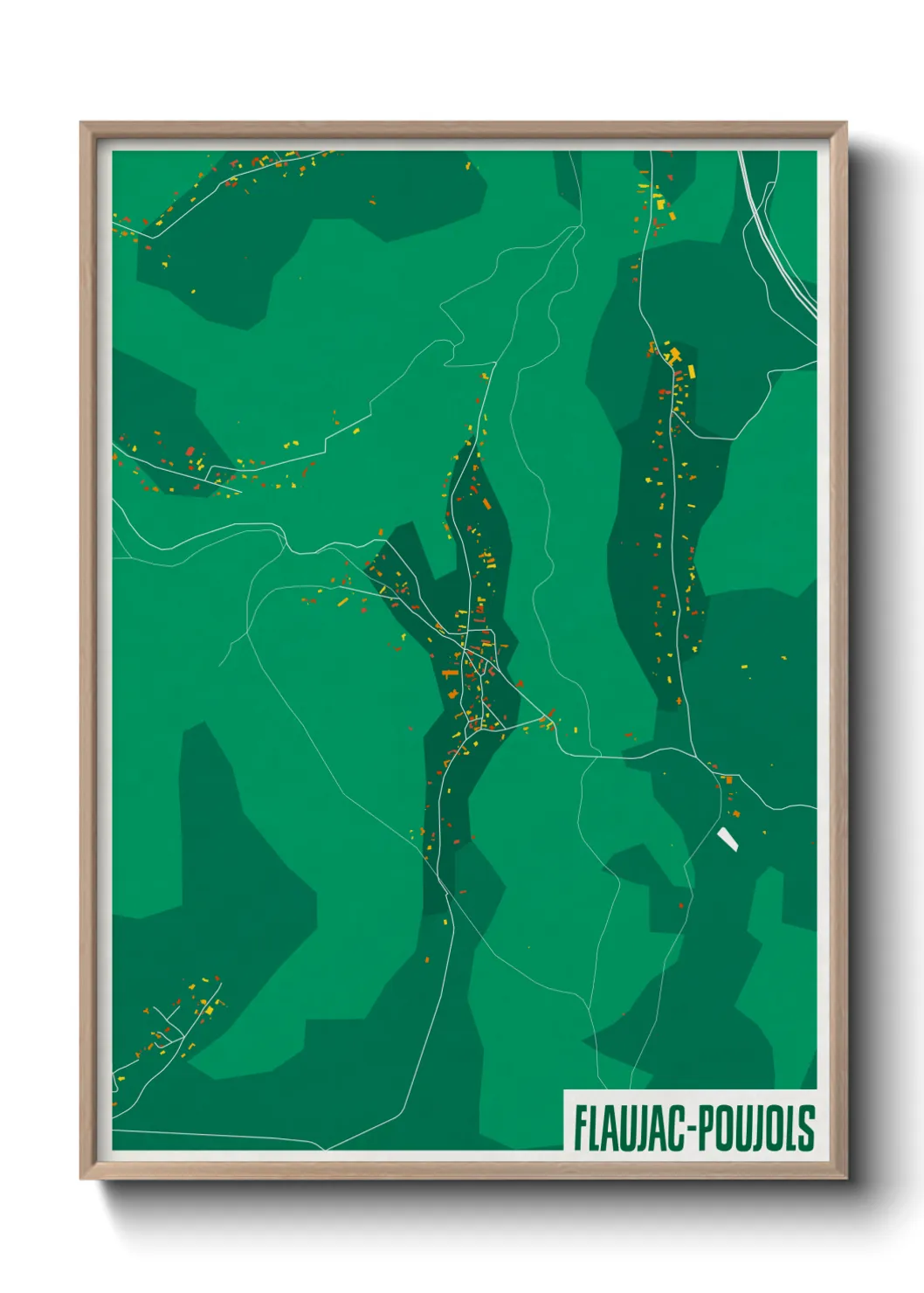 Une affiche de carte sur Flaujac-Poujols