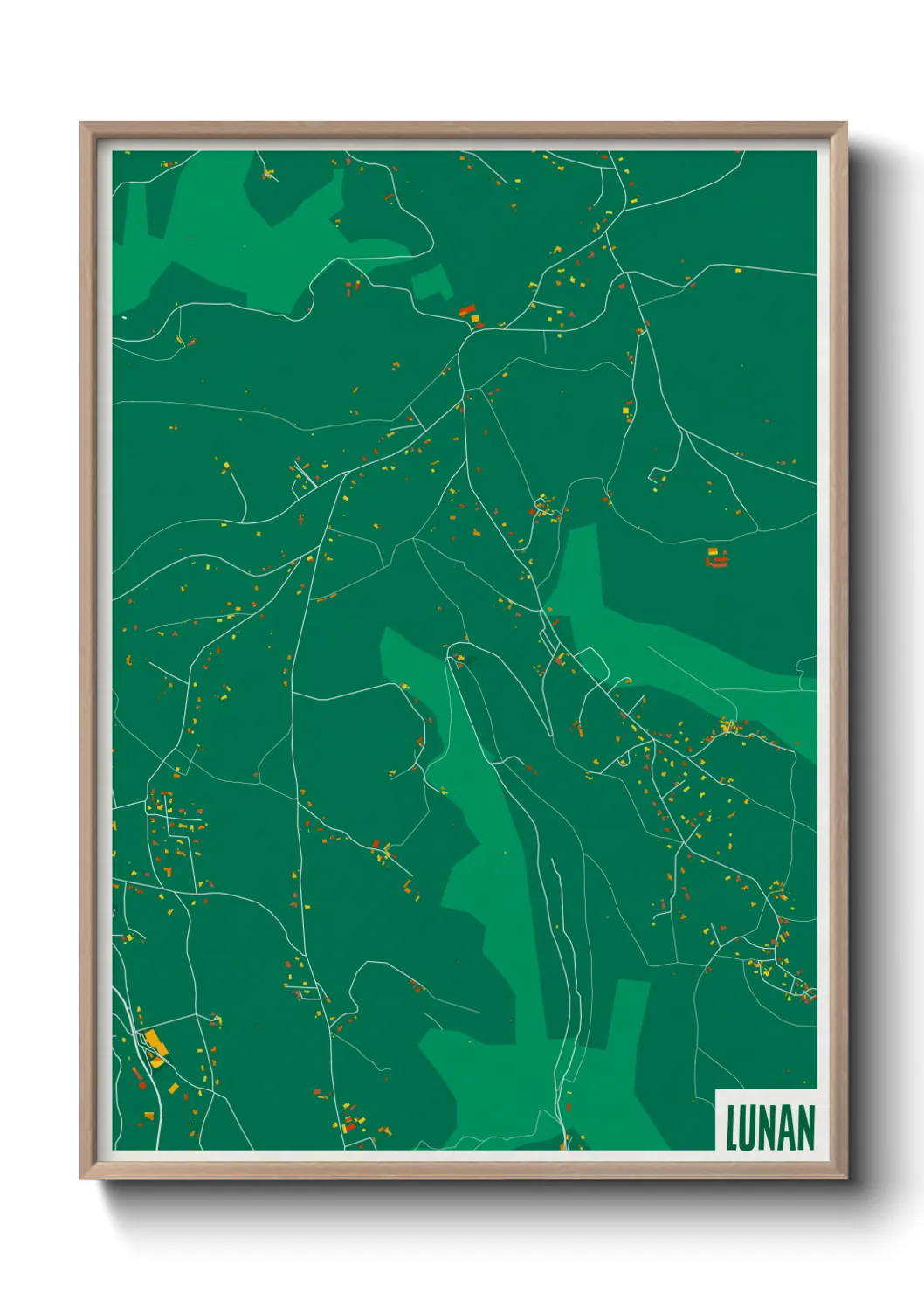 Une affiche de carte sur Lunan