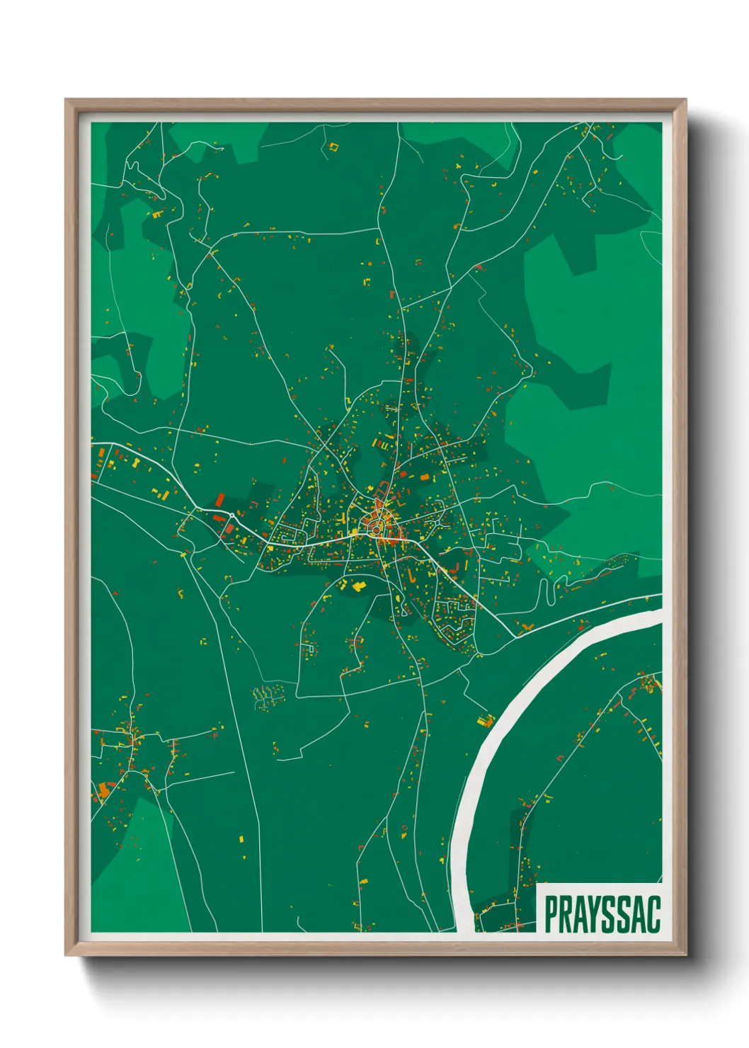 Une affiche de carte sur Prayssac