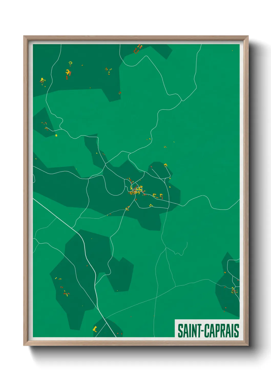Une affiche de carte sur Saint-Caprais