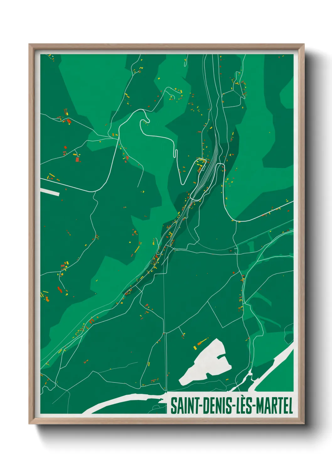 Une affiche de carte sur Saint-Denis-lès-Martel