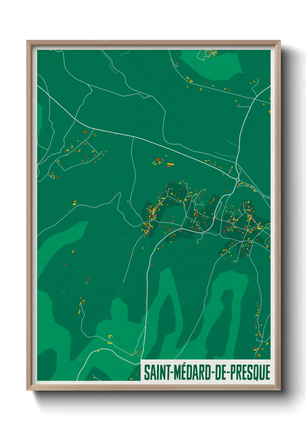 Une affiche de carte sur Saint-Médard-de-Presque