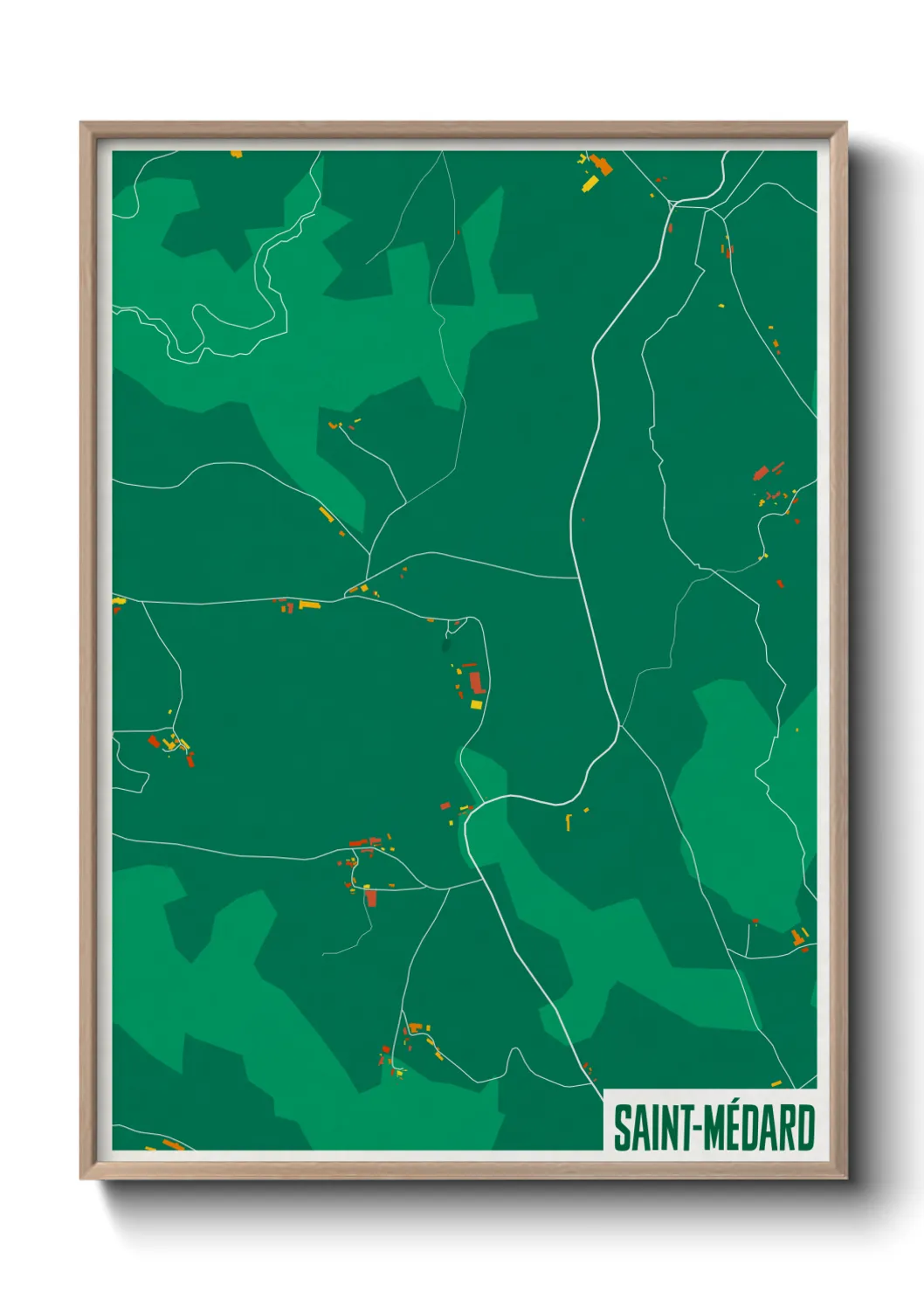 Une affiche de carte sur Saint-Médard
