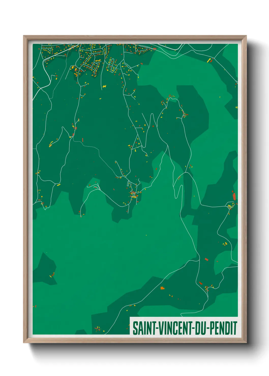 Une affiche de carte sur Saint-Vincent-du-Pendit