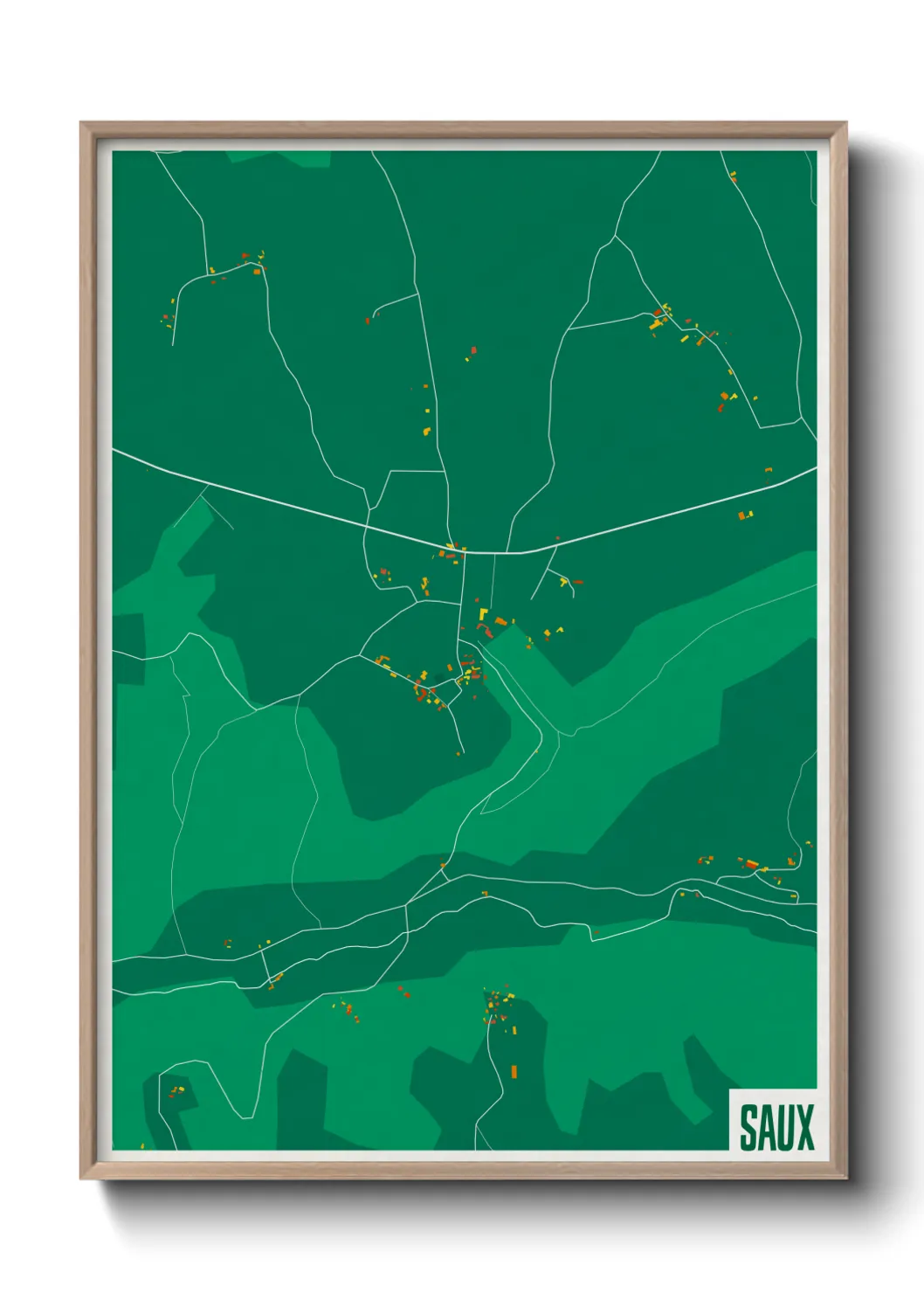 Une affiche de carte sur Saux