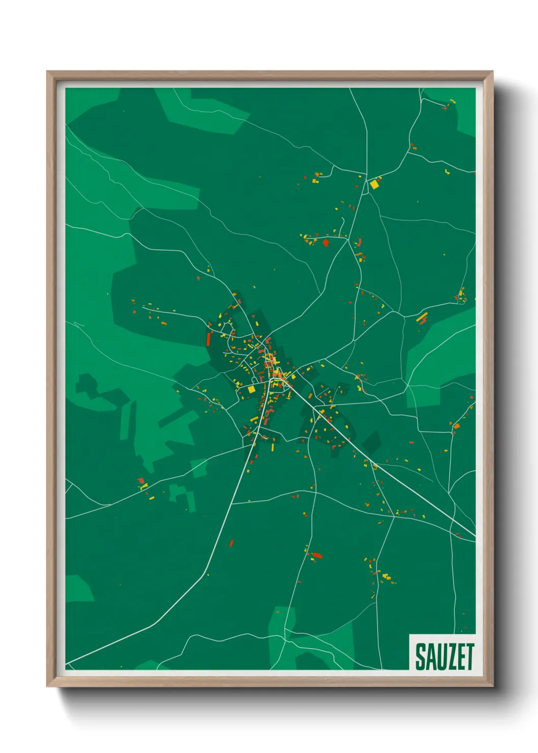 Une affiche de carte sur Sauzet