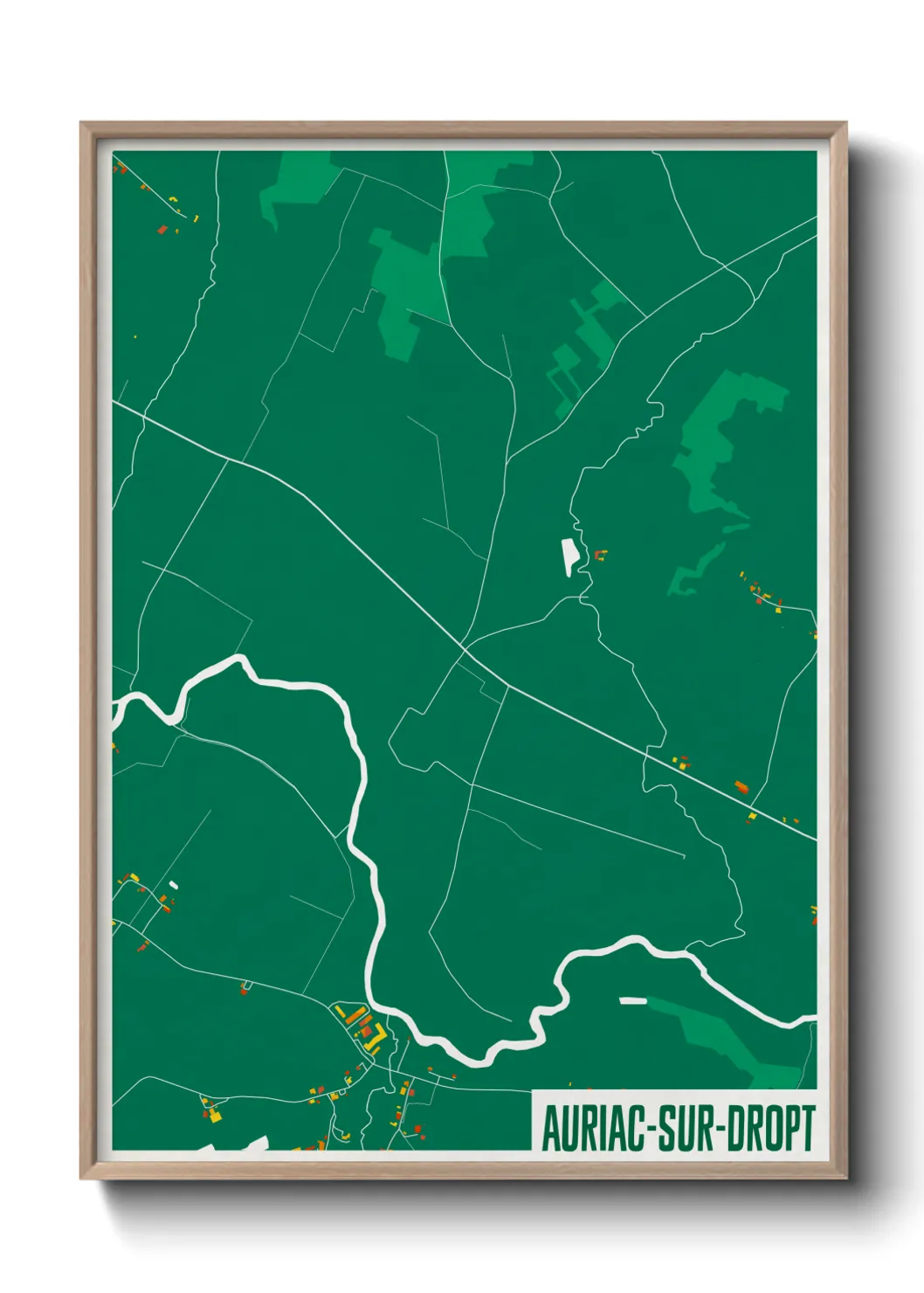 Une affiche de carte sur Auriac-sur-Dropt