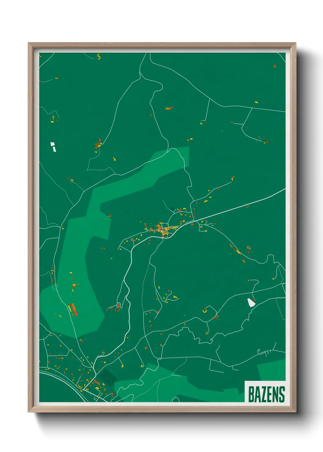 Une affiche de carte sur Bazens