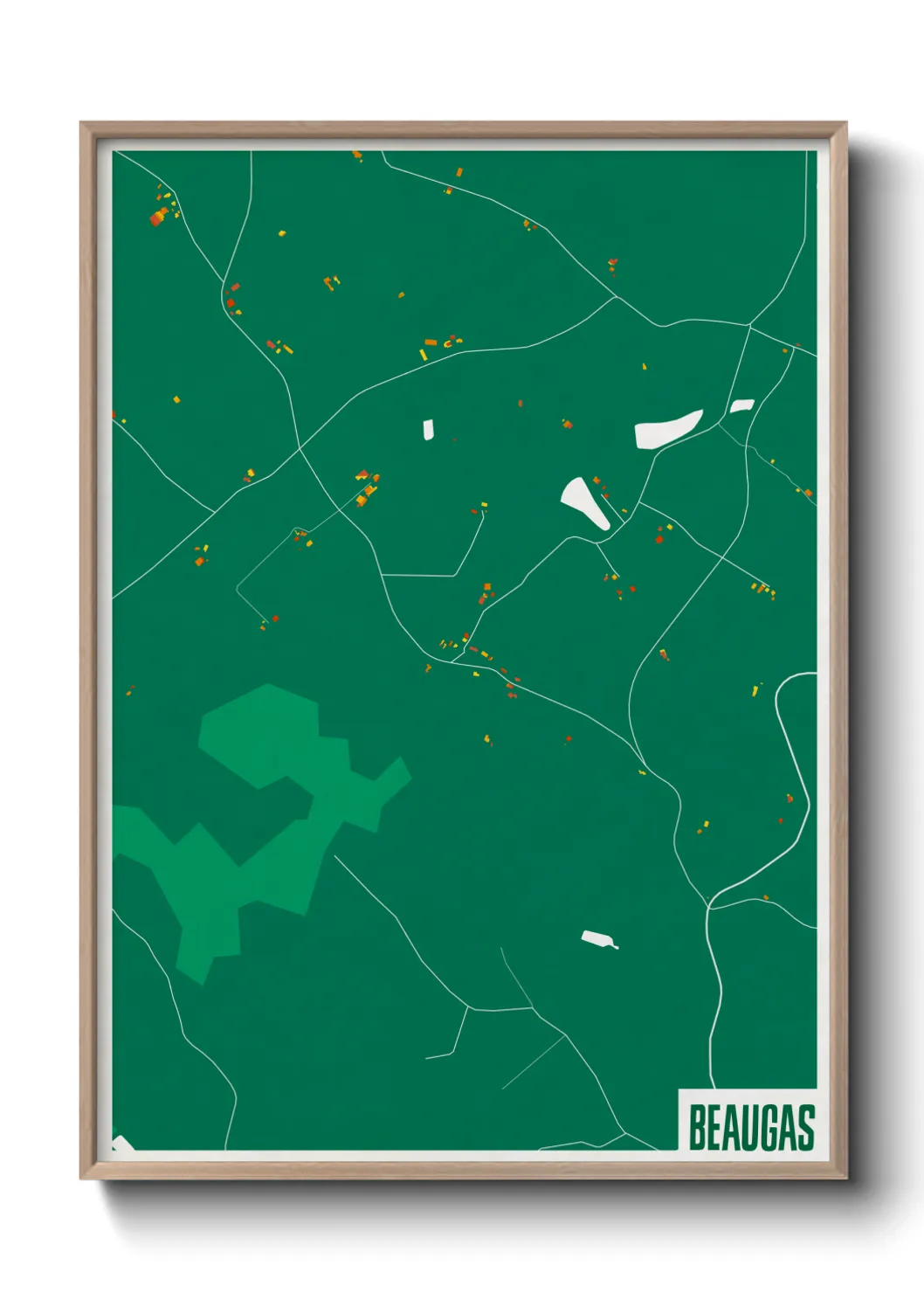 Une affiche de carte sur Beaugas