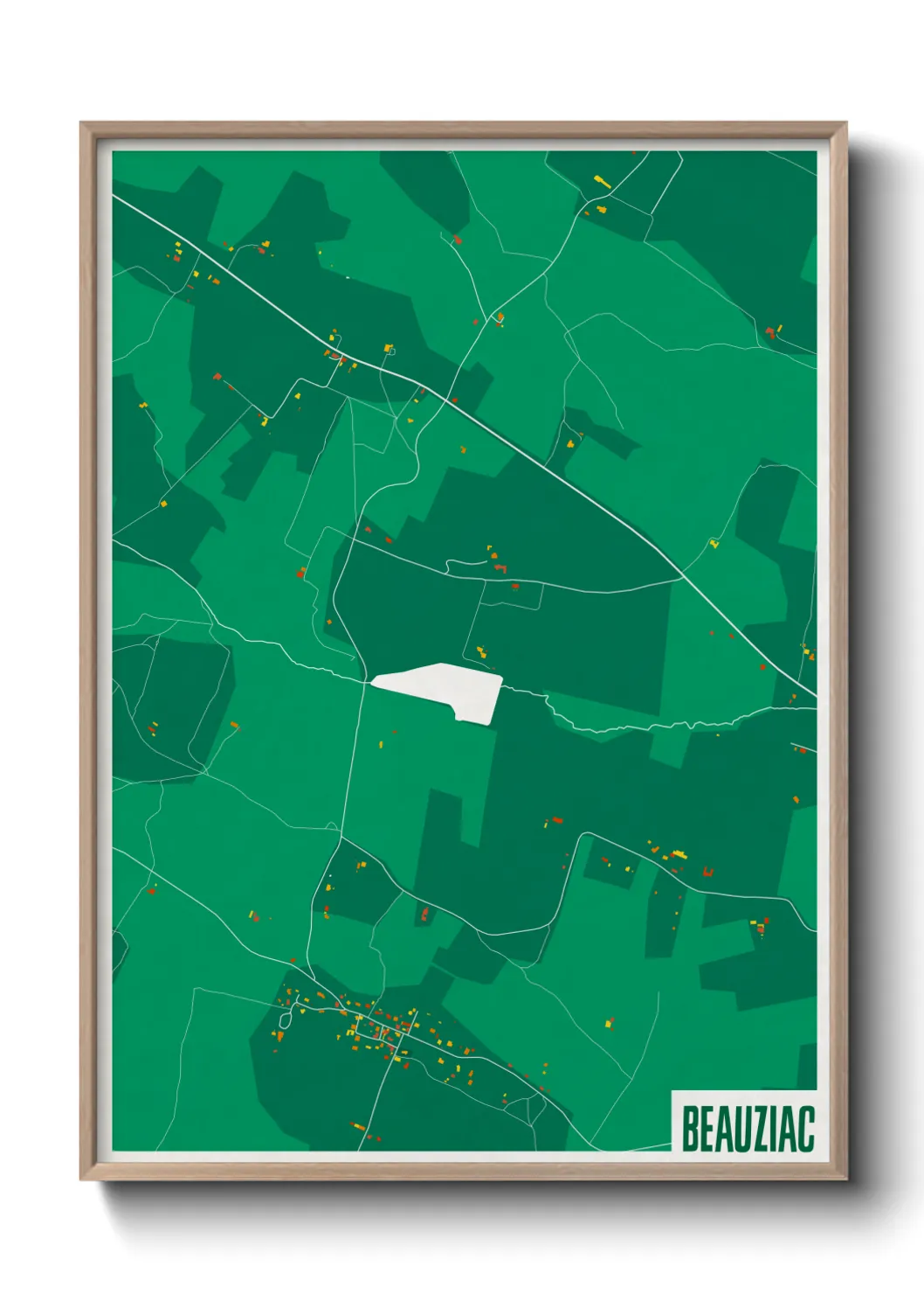 Une affiche de carte sur Beauziac