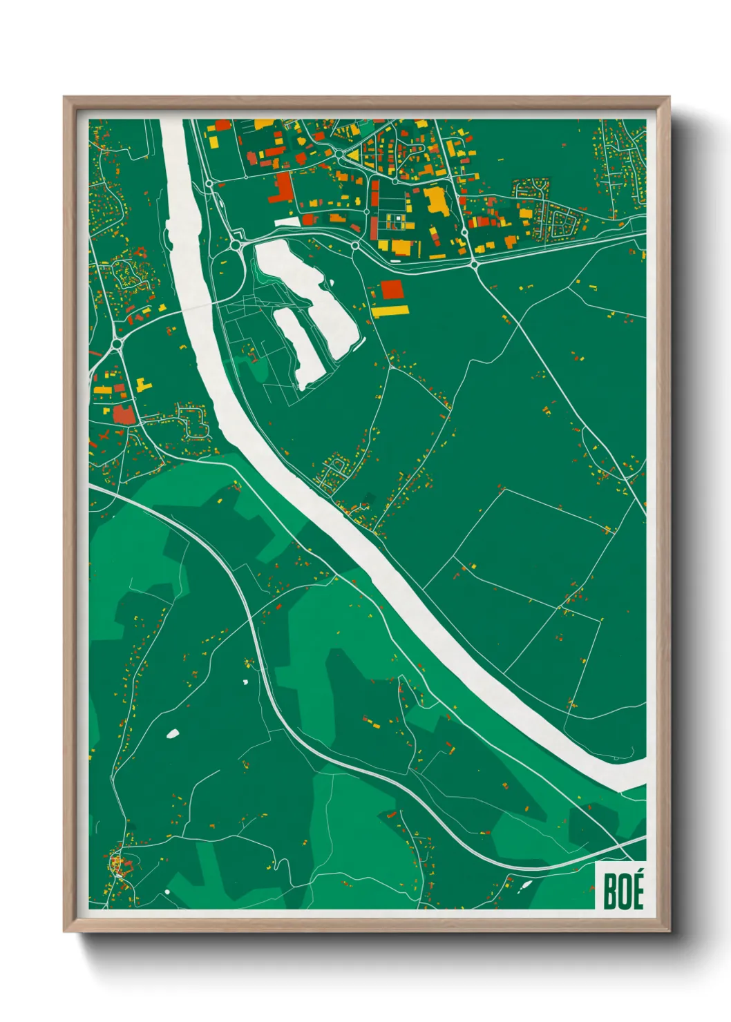 Une affiche de carte sur Boé