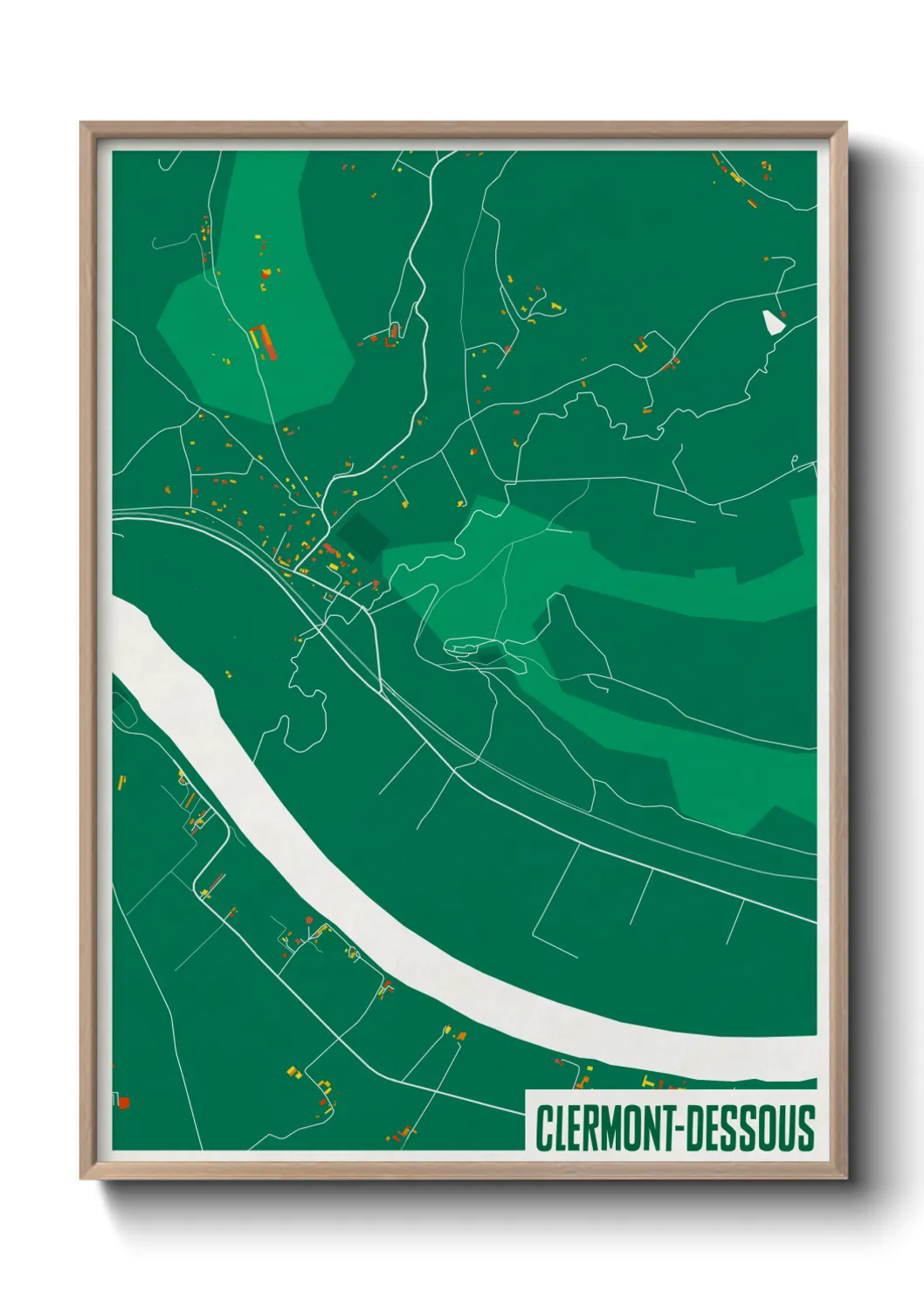 Une affiche de carte sur Clermont-Dessous