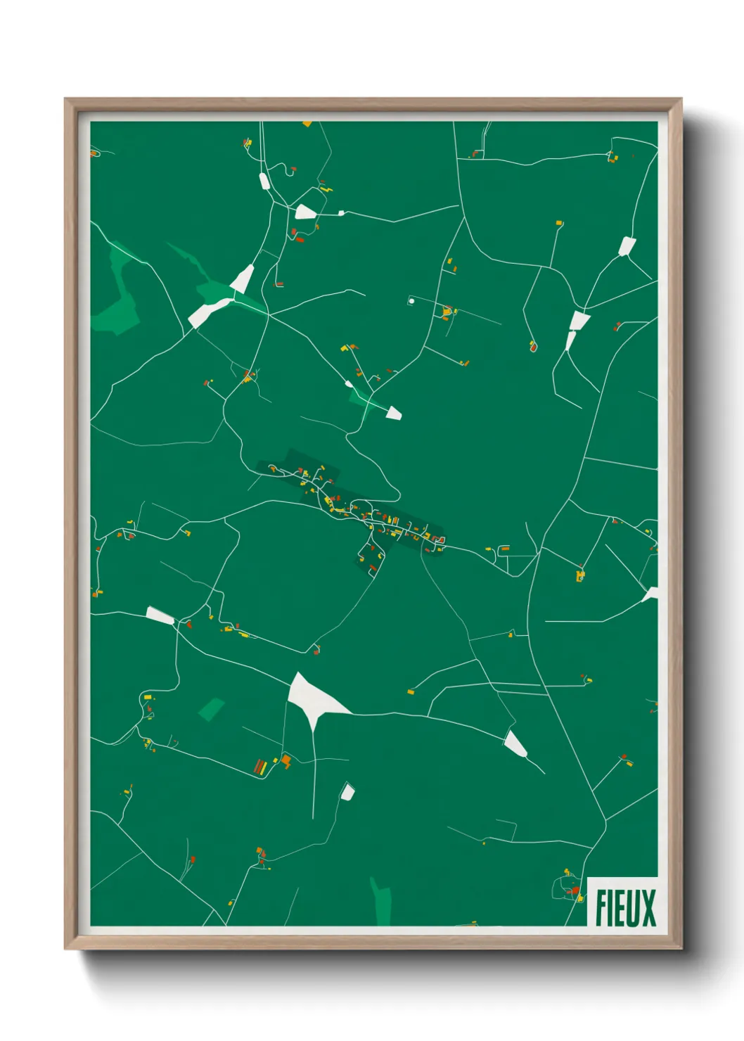 Une affiche de carte sur Fieux