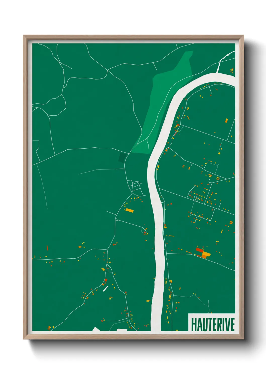 Une affiche de carte sur Hauterive