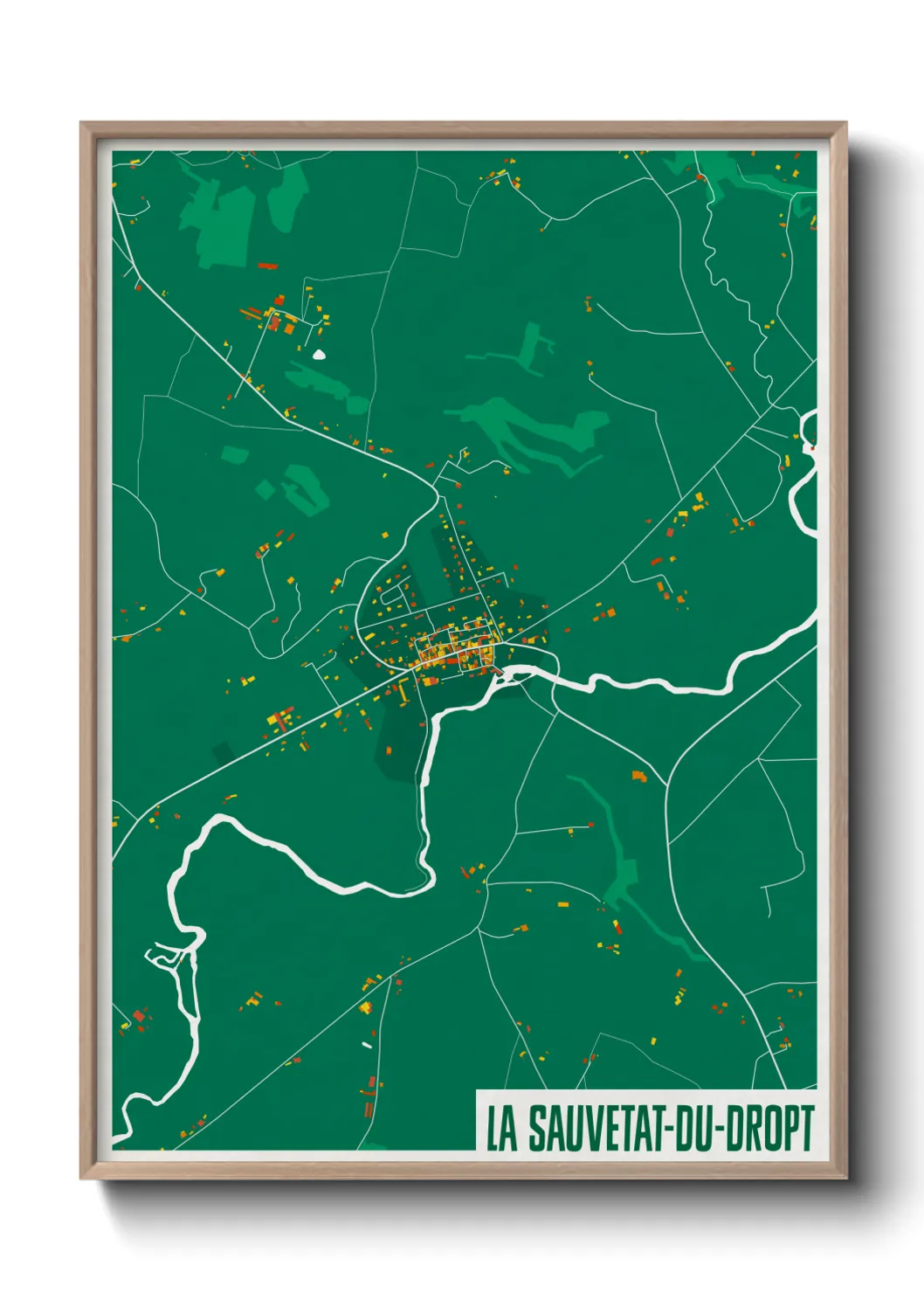 Une affiche de carte sur La Sauvetat-du-Dropt