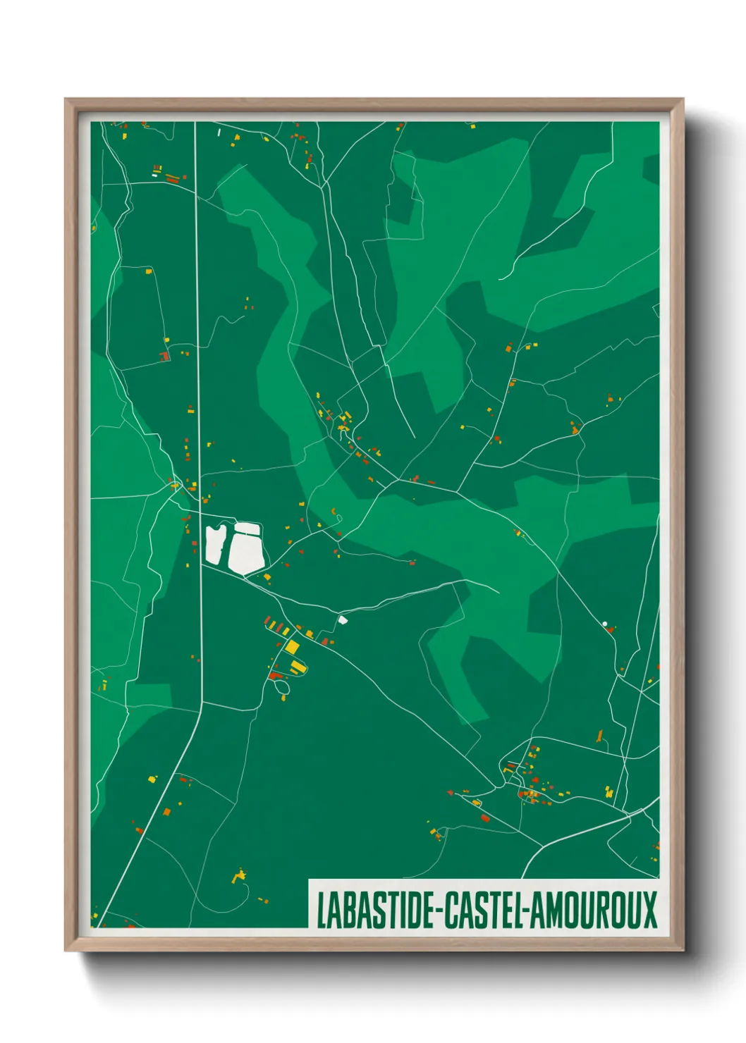 Une affiche de carte sur Labastide-Castel-Amouroux