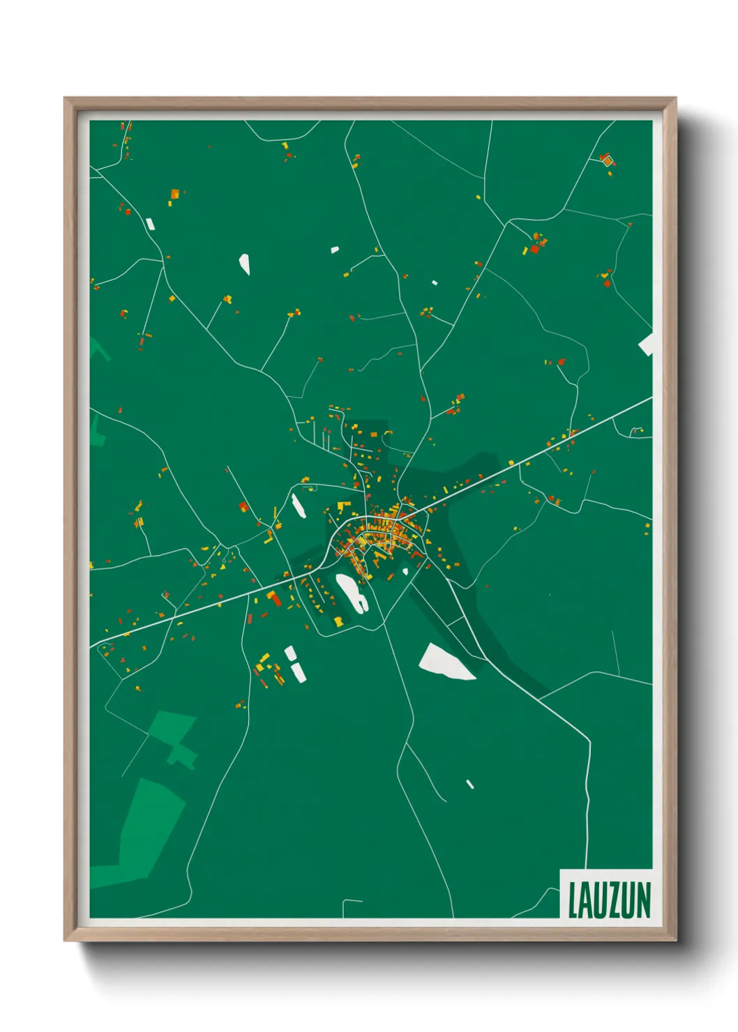 Une affiche de carte sur Lauzun