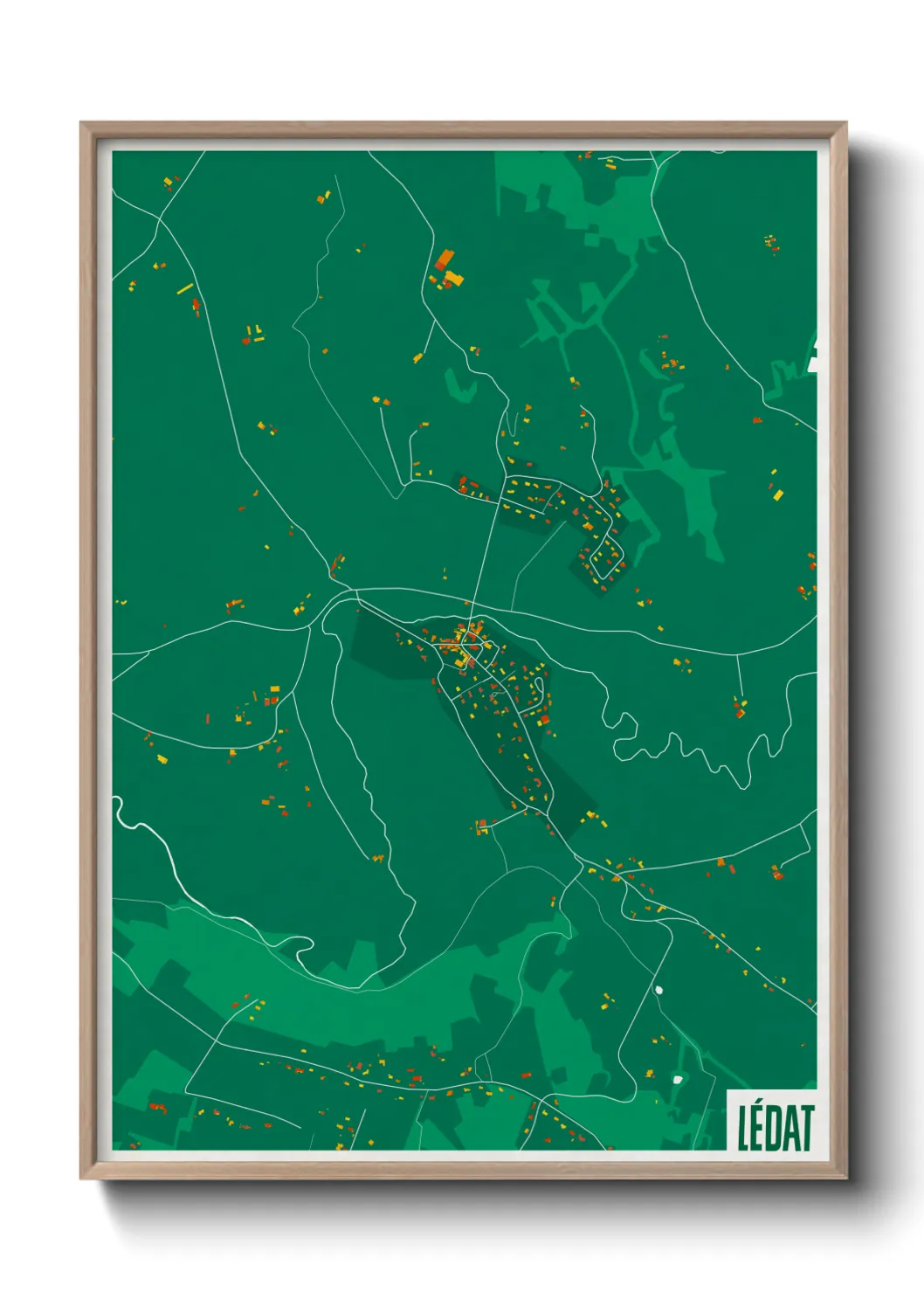 Une affiche de carte sur Lédat