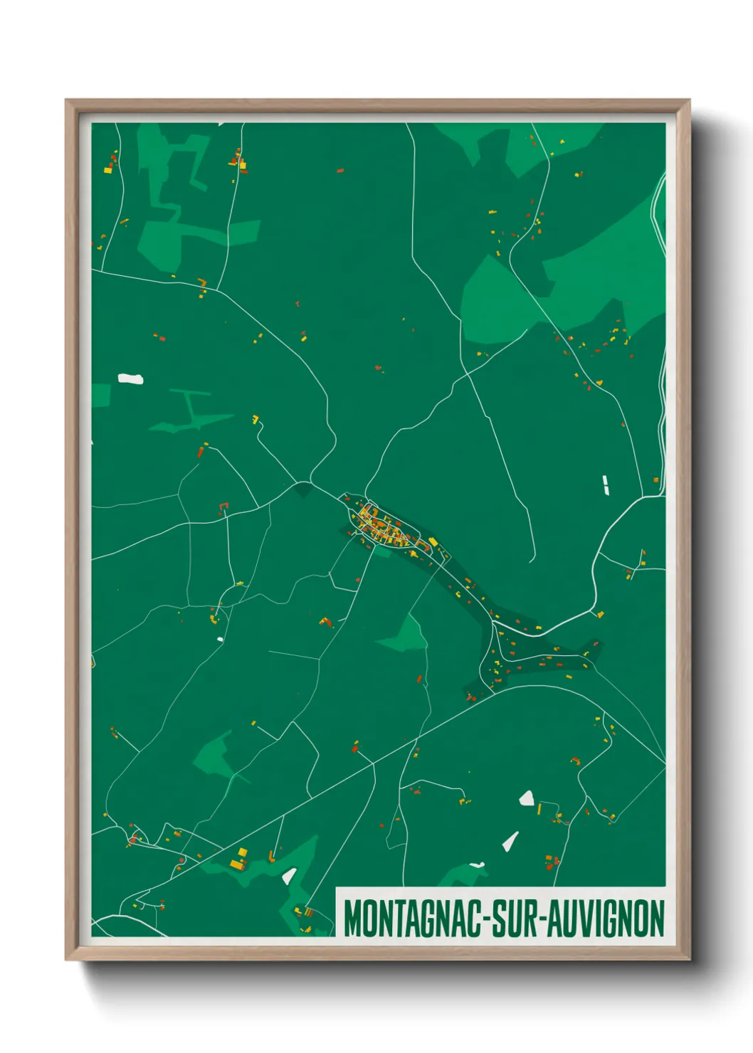 Une affiche de carte sur Montagnac-sur-Auvignon