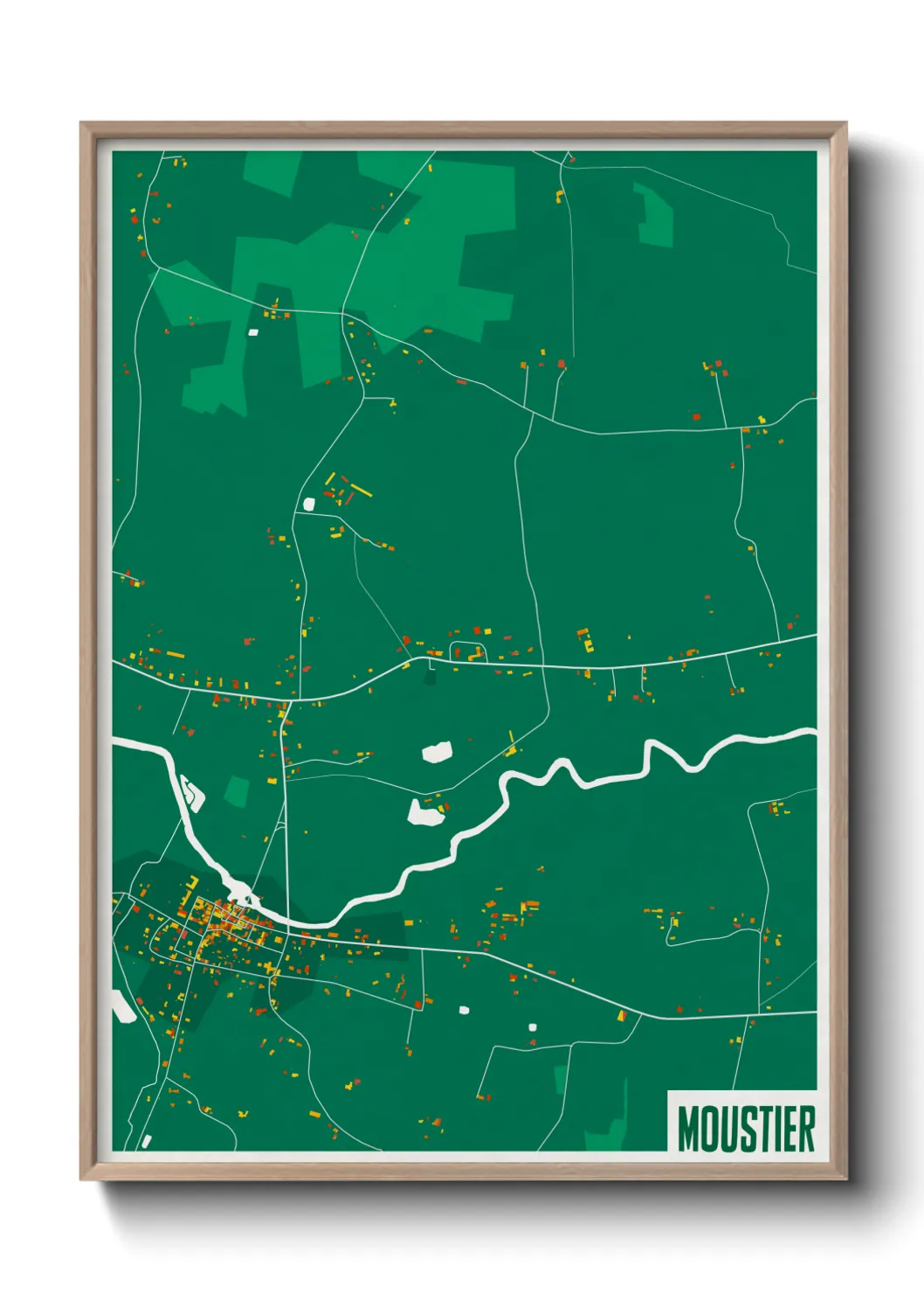 Une affiche de carte sur Moustier
