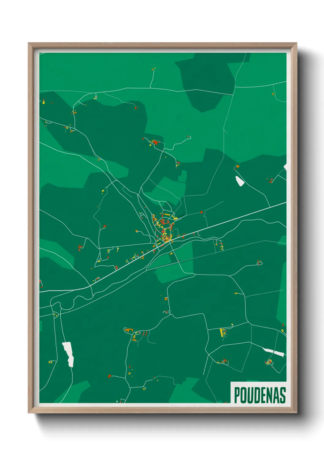 Une affiche de carte sur Poudenas