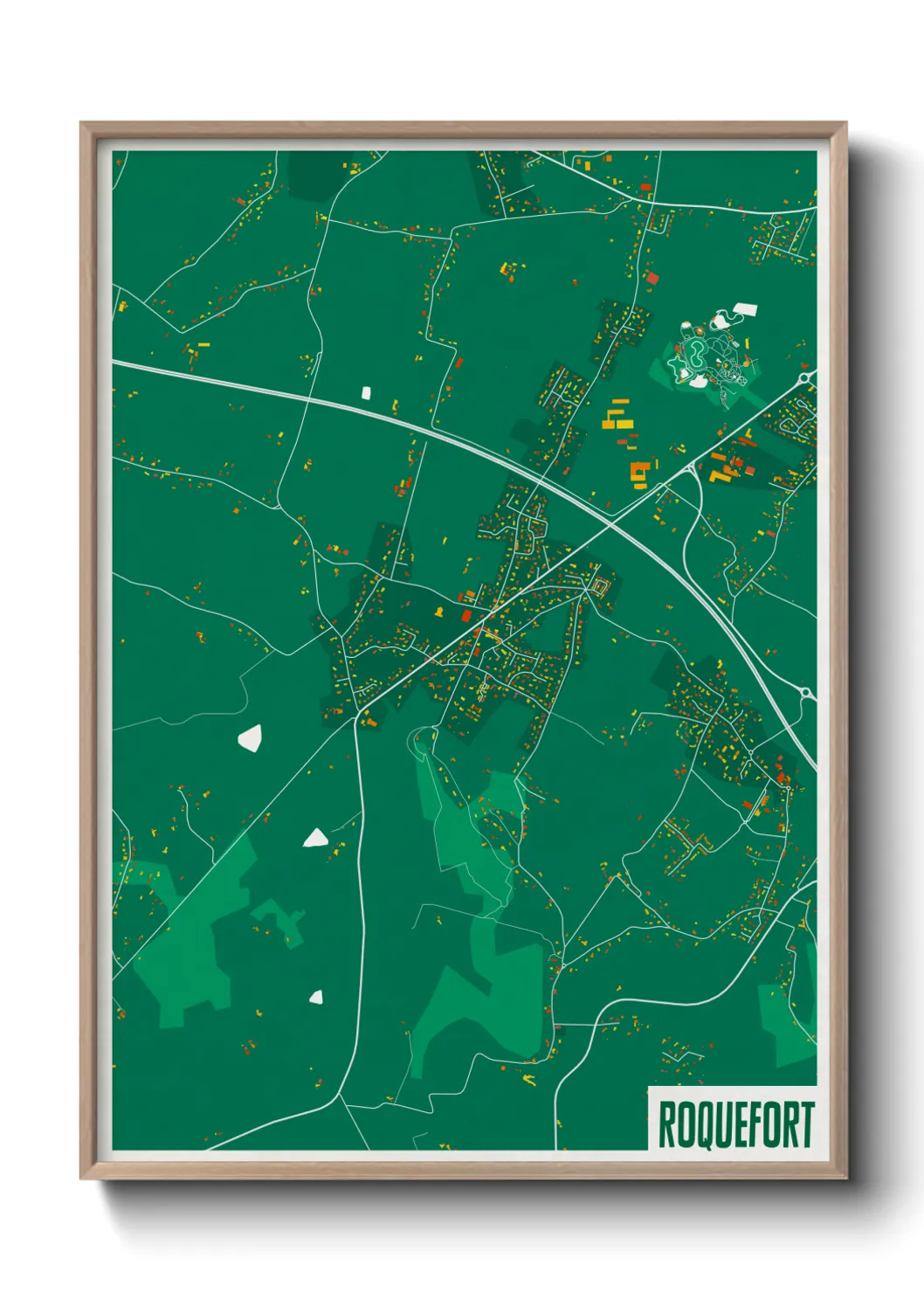 Une affiche de carte sur Roquefort