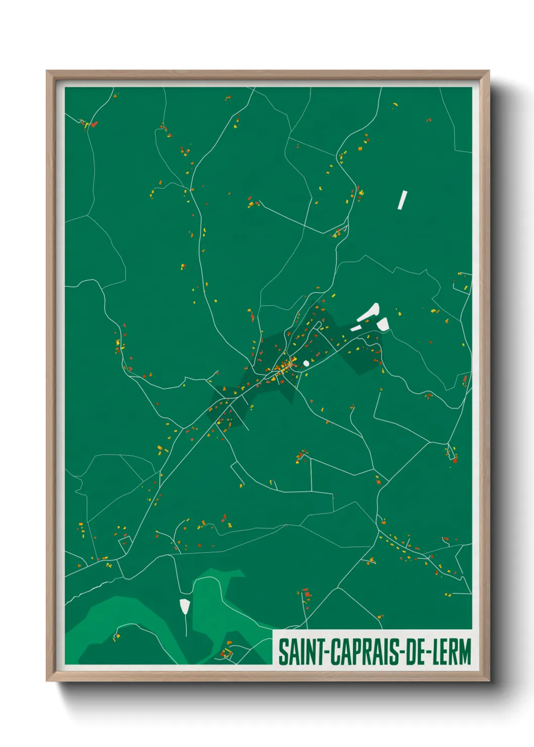 Une affiche de carte sur Saint-Caprais-de-Lerm