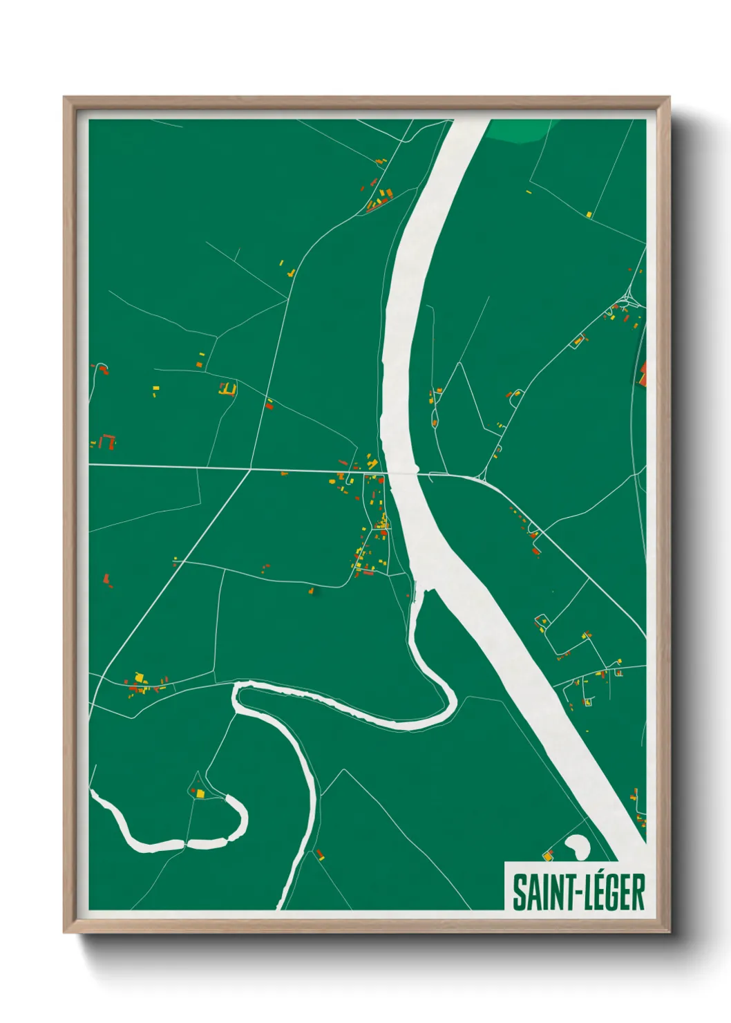 Une affiche de carte sur Saint-Léger