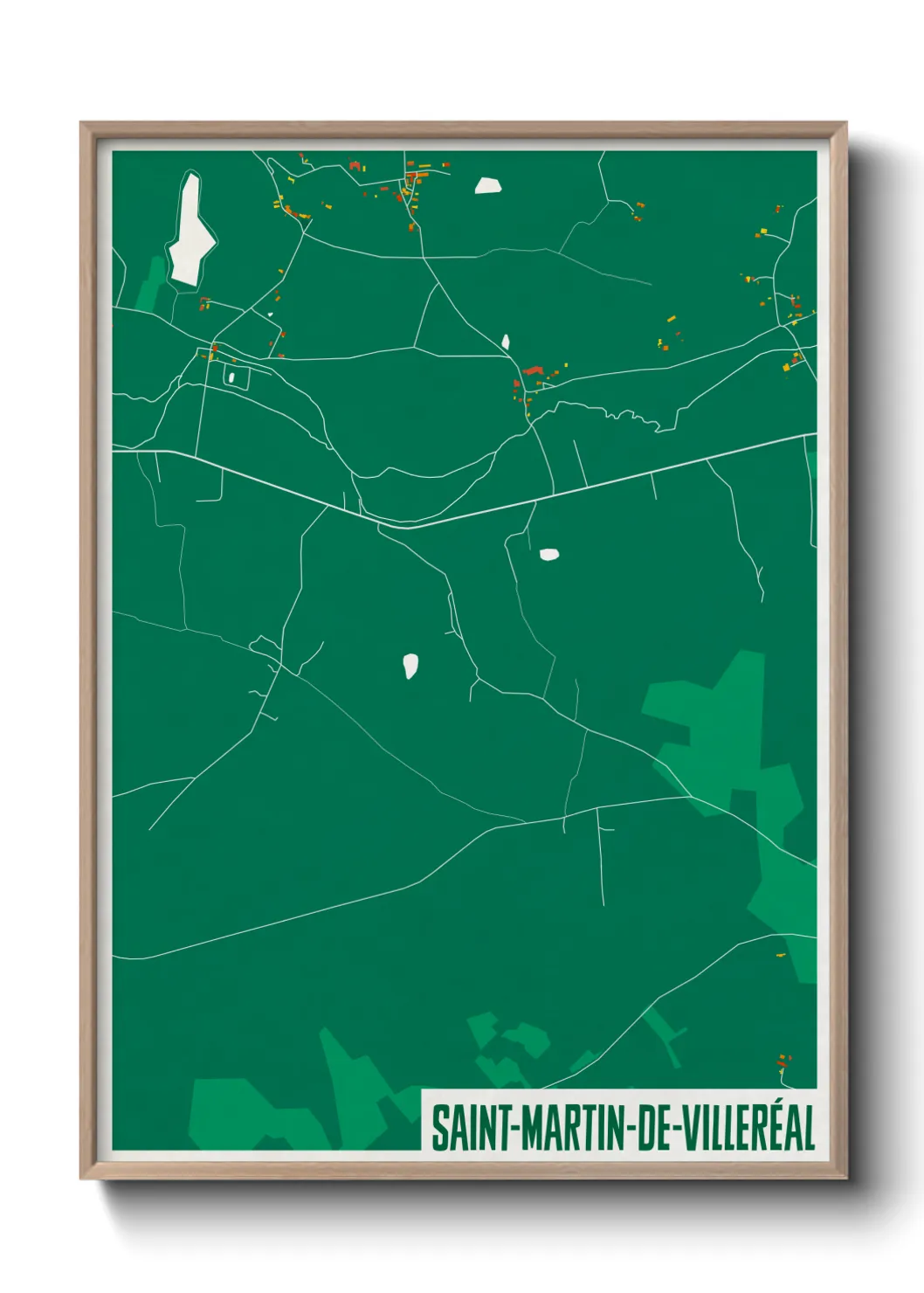 Une affiche de carte sur Saint-Martin-de-Villeréal