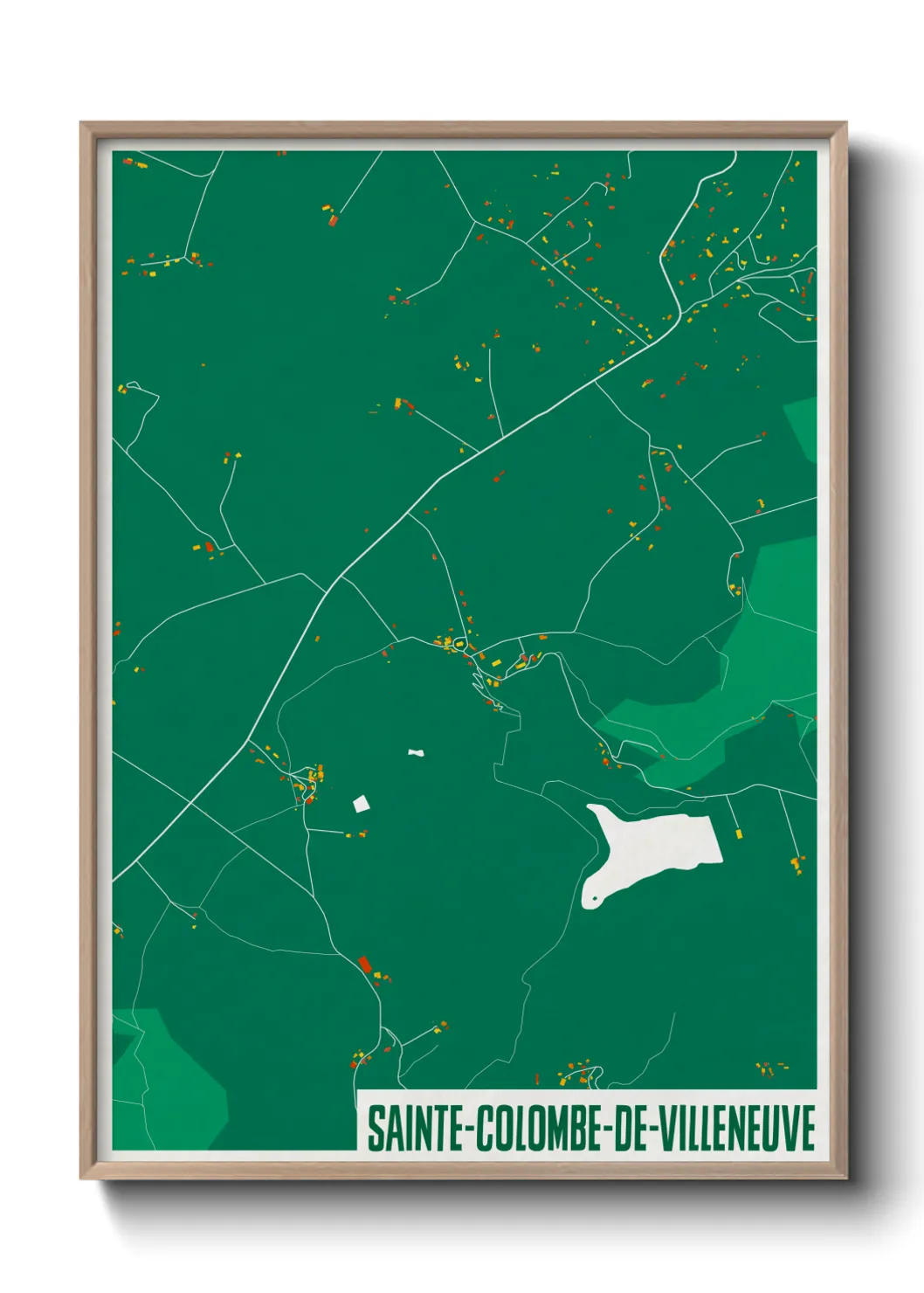 Une affiche de carte sur Sainte-Colombe-de-Villeneuve