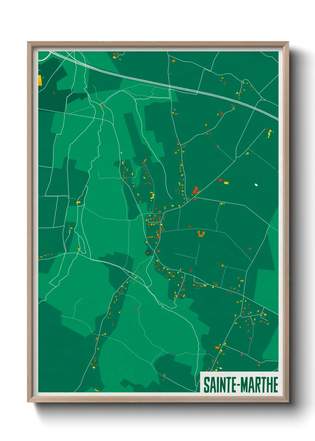 Une affiche de carte sur Sainte-Marthe