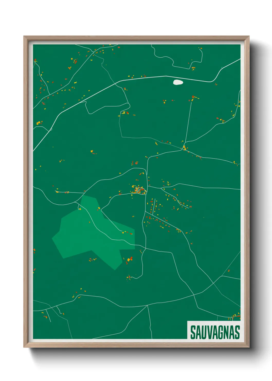Une affiche de carte sur Sauvagnas