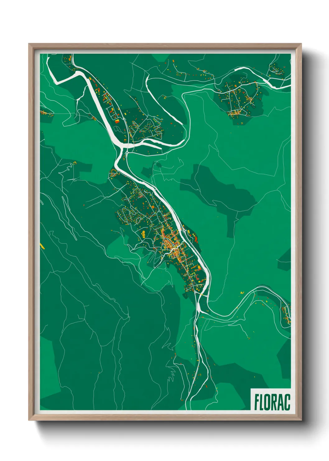 Une affiche de carte sur Florac