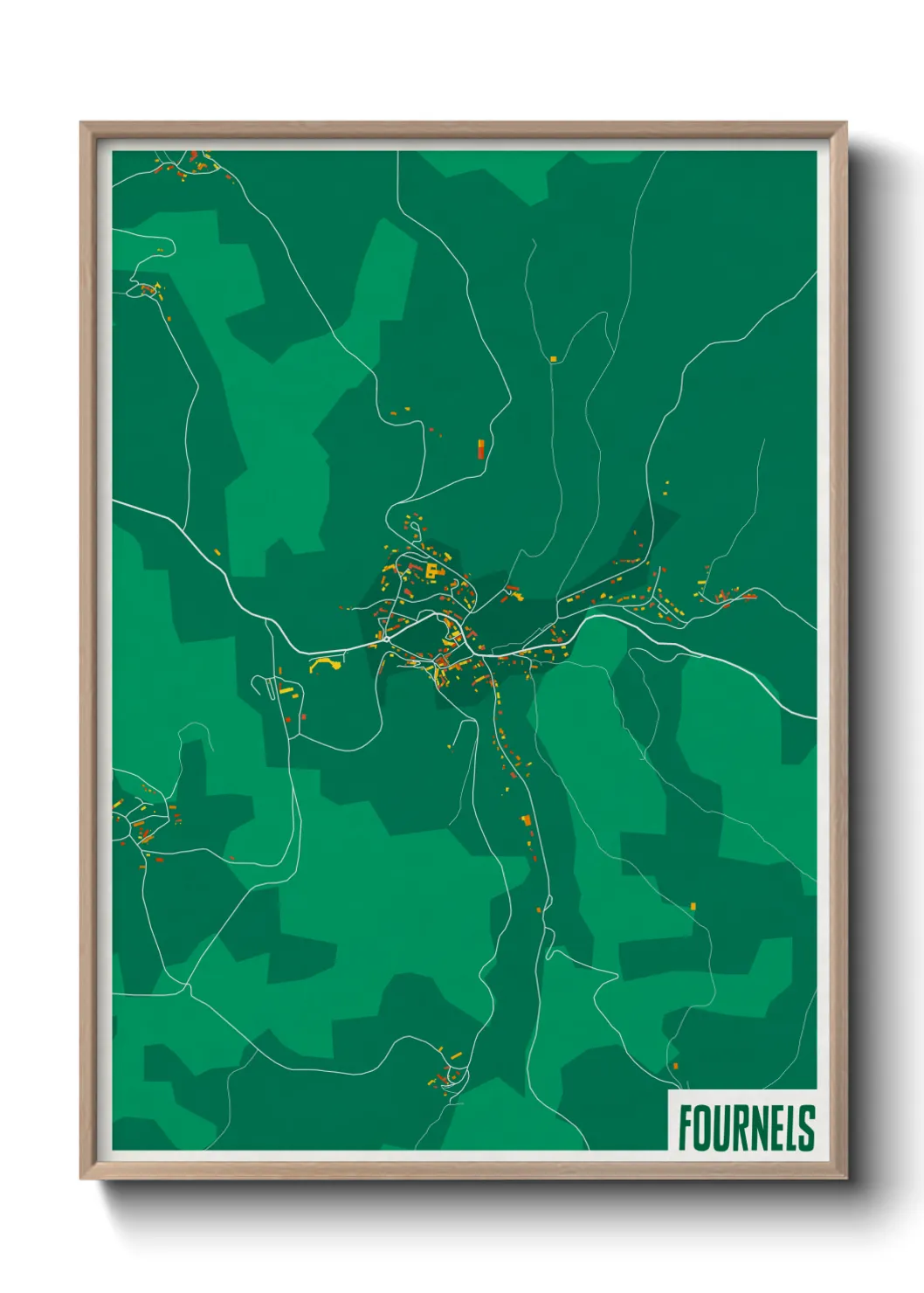 Une affiche de carte sur Fournels