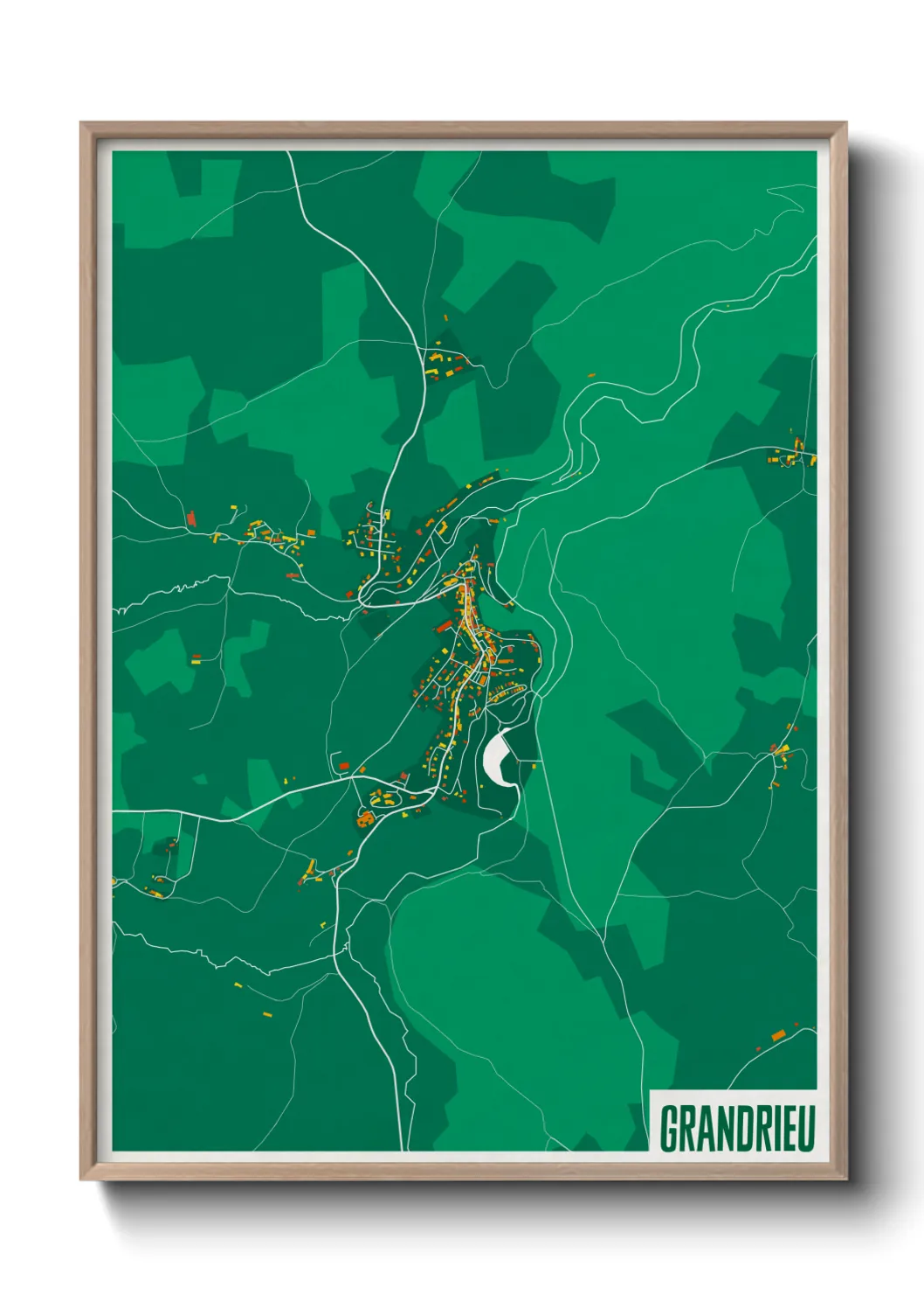 Une affiche de carte sur Grandrieu