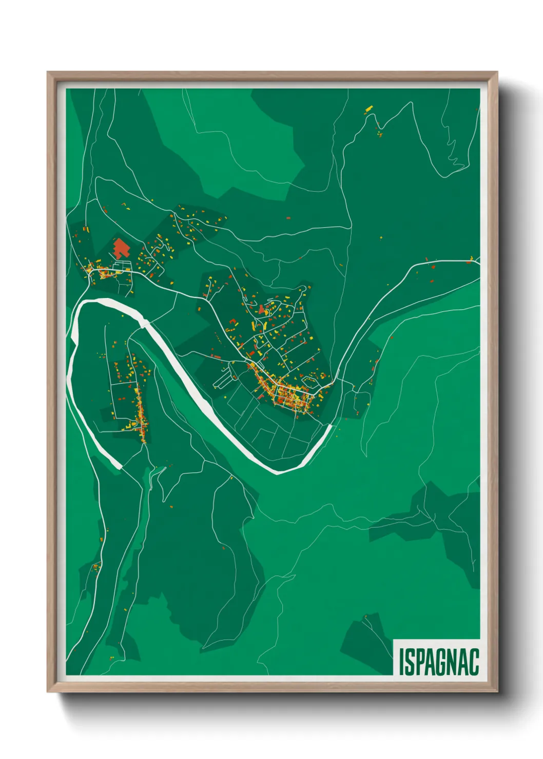 Une affiche de carte sur Ispagnac