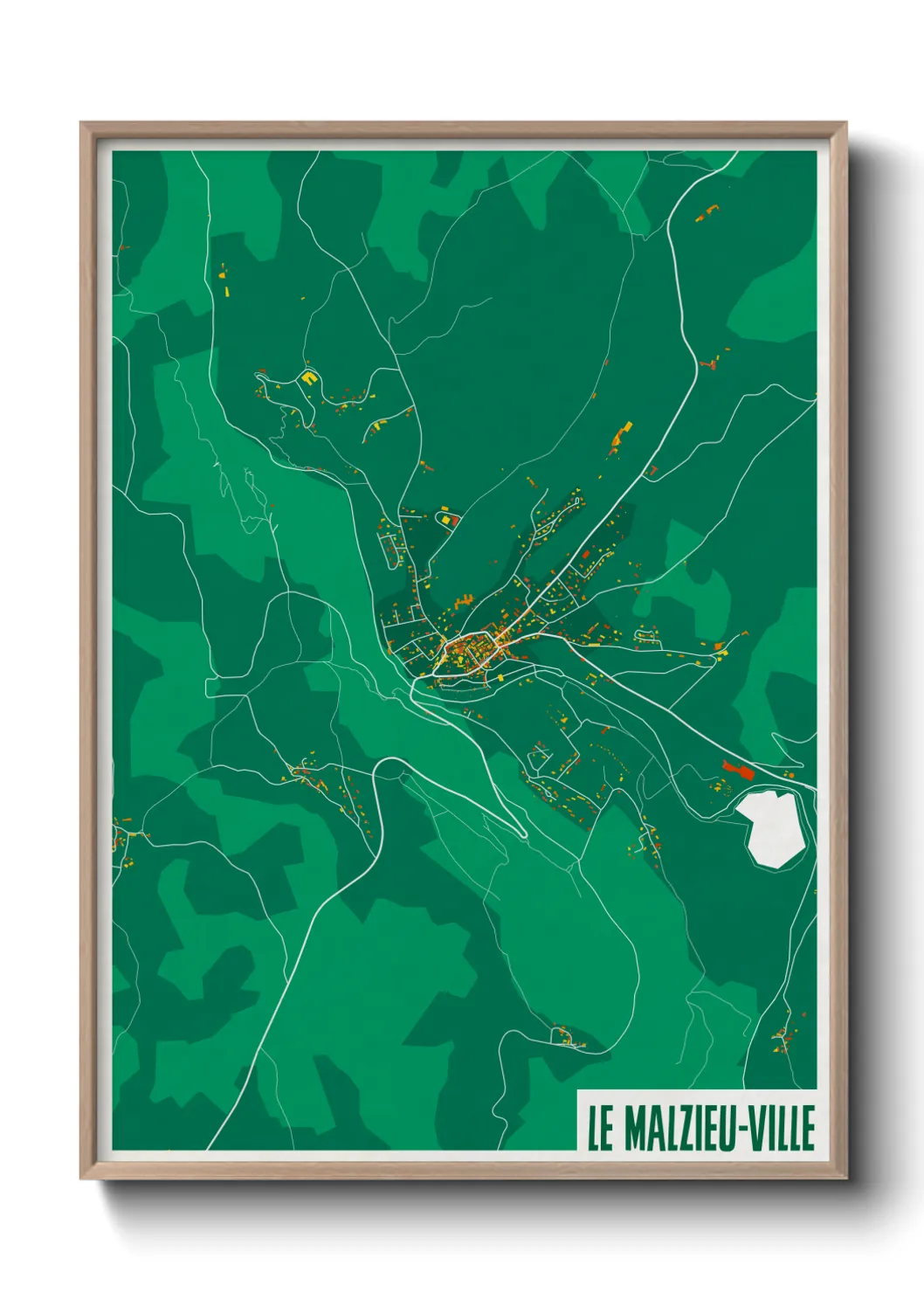 Une affiche de carte sur Le Malzieu-Ville