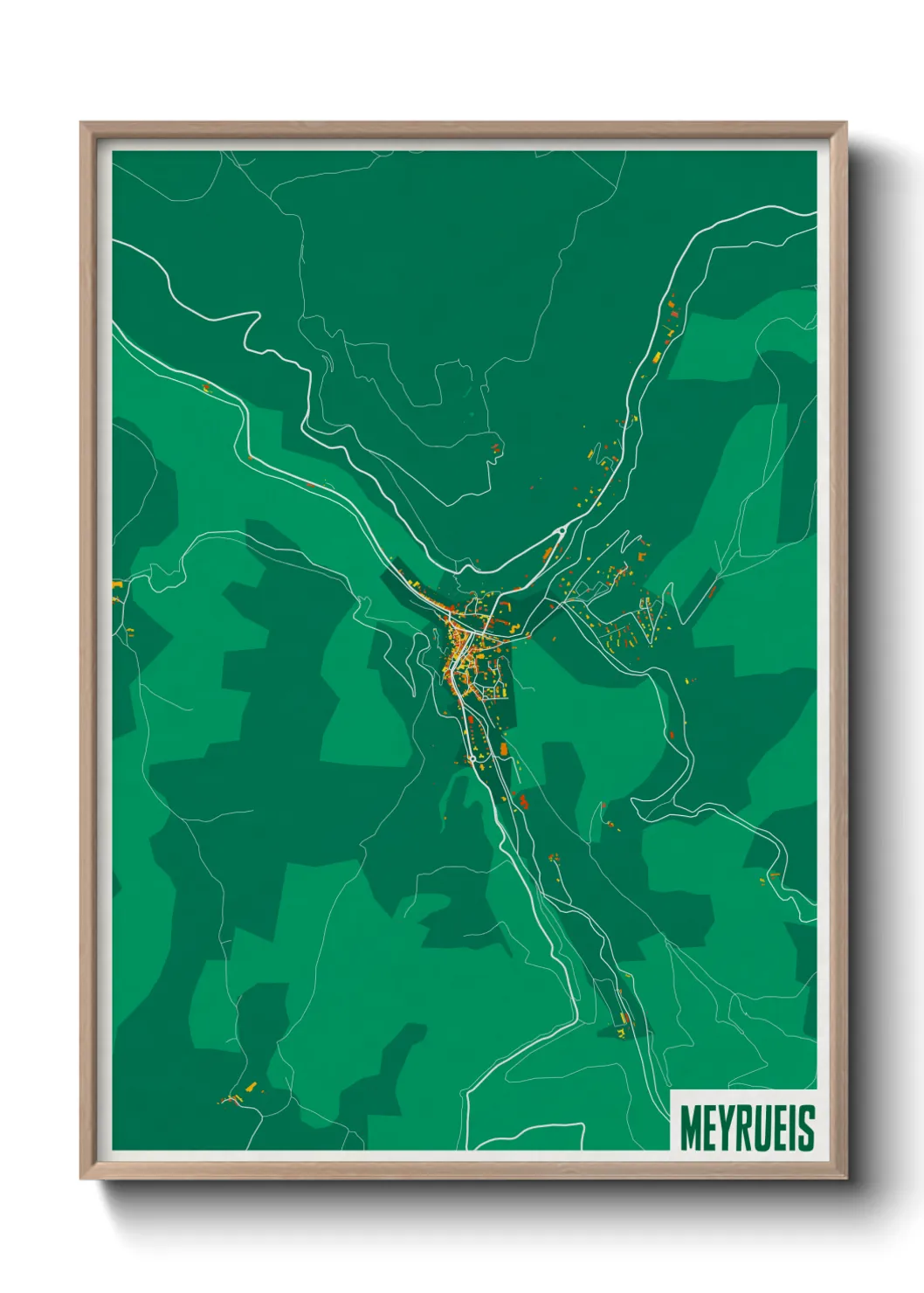 Une affiche de carte sur Meyrueis