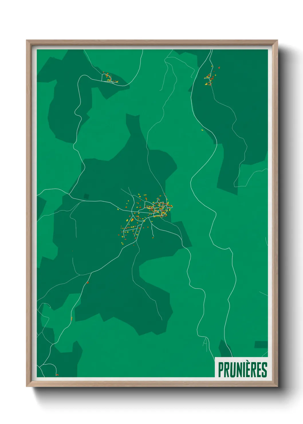 Une affiche de carte sur Prunières