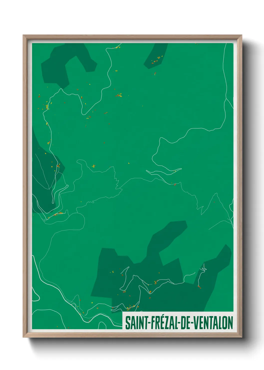 Une affiche de carte sur Saint-Frézal-de-Ventalon