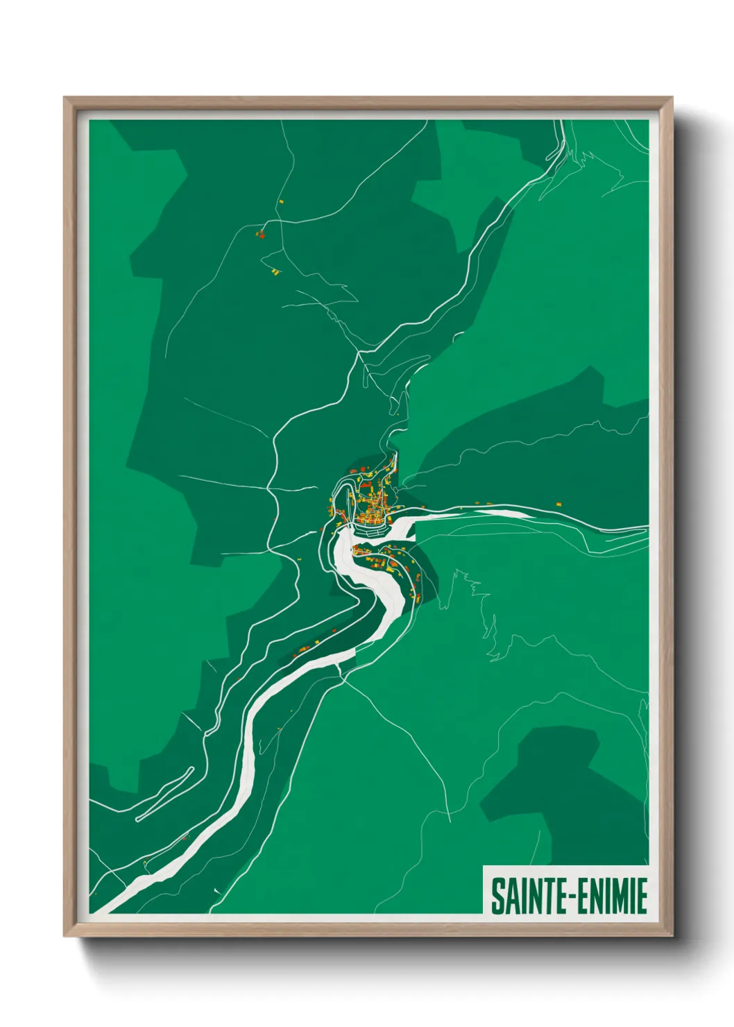 Une affiche de carte sur Sainte-Enimie