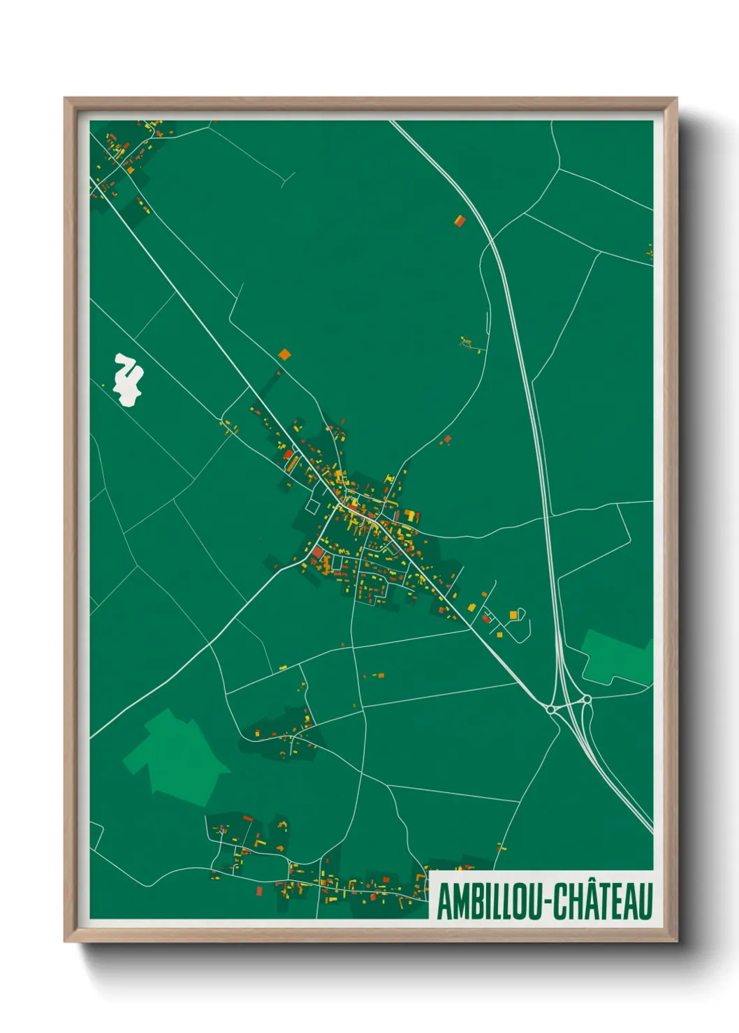 Une affiche de carte sur Ambillou-Château