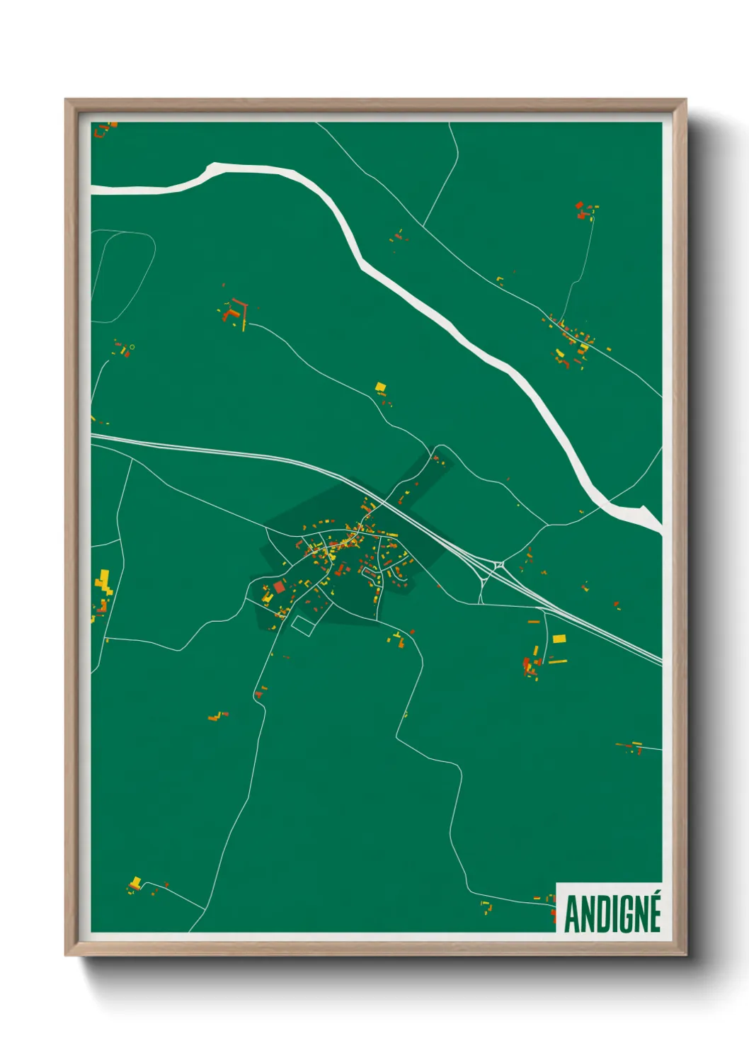 Une affiche de carte sur Andigné