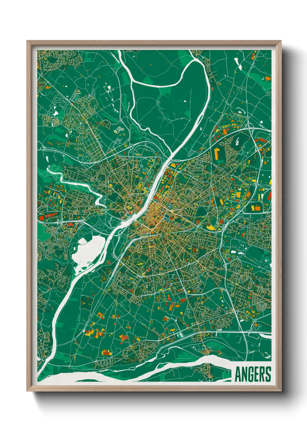 Une affiche de carte sur Angers