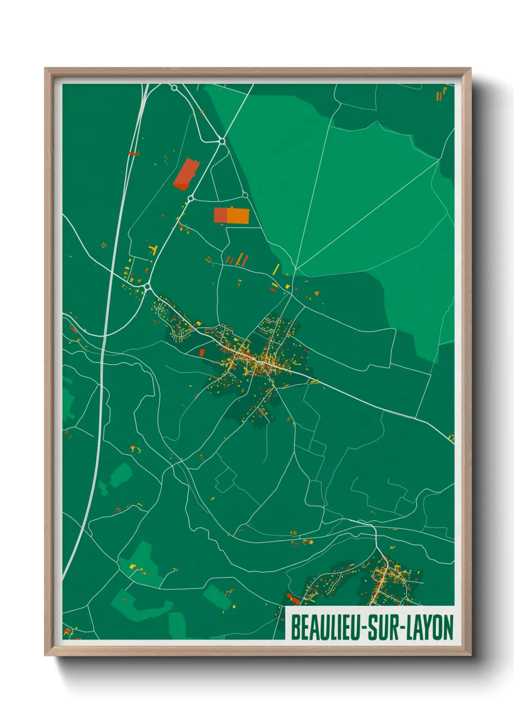 Une affiche de carte sur Beaulieu-sur-Layon
